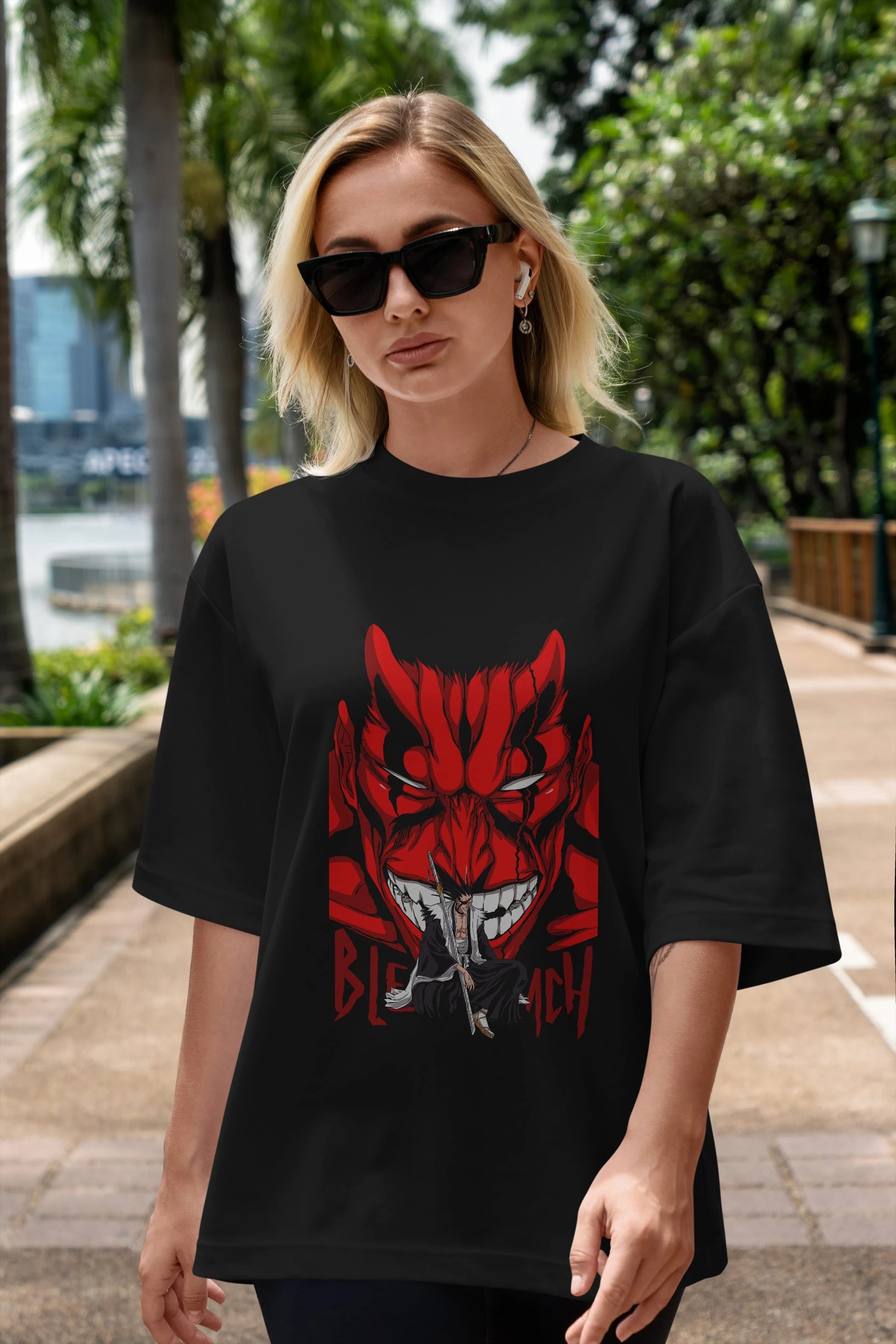 KENPACHI ZARAKI BLEACH Anime Ön Baskılı Oversize t-shirt %100 pamuk Erkek Kadın Unisex