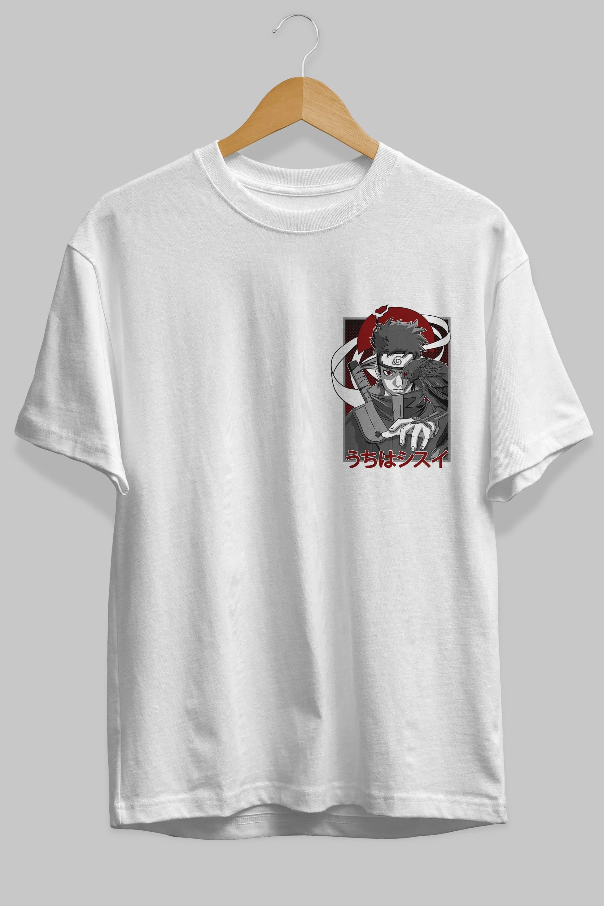 SHISUI UCHIHA NARUTO Ön Sol Baskılı Oversize t-shirt Erkek Kadın Unisex %100 Pamuk Bisiklet Yaka tişort