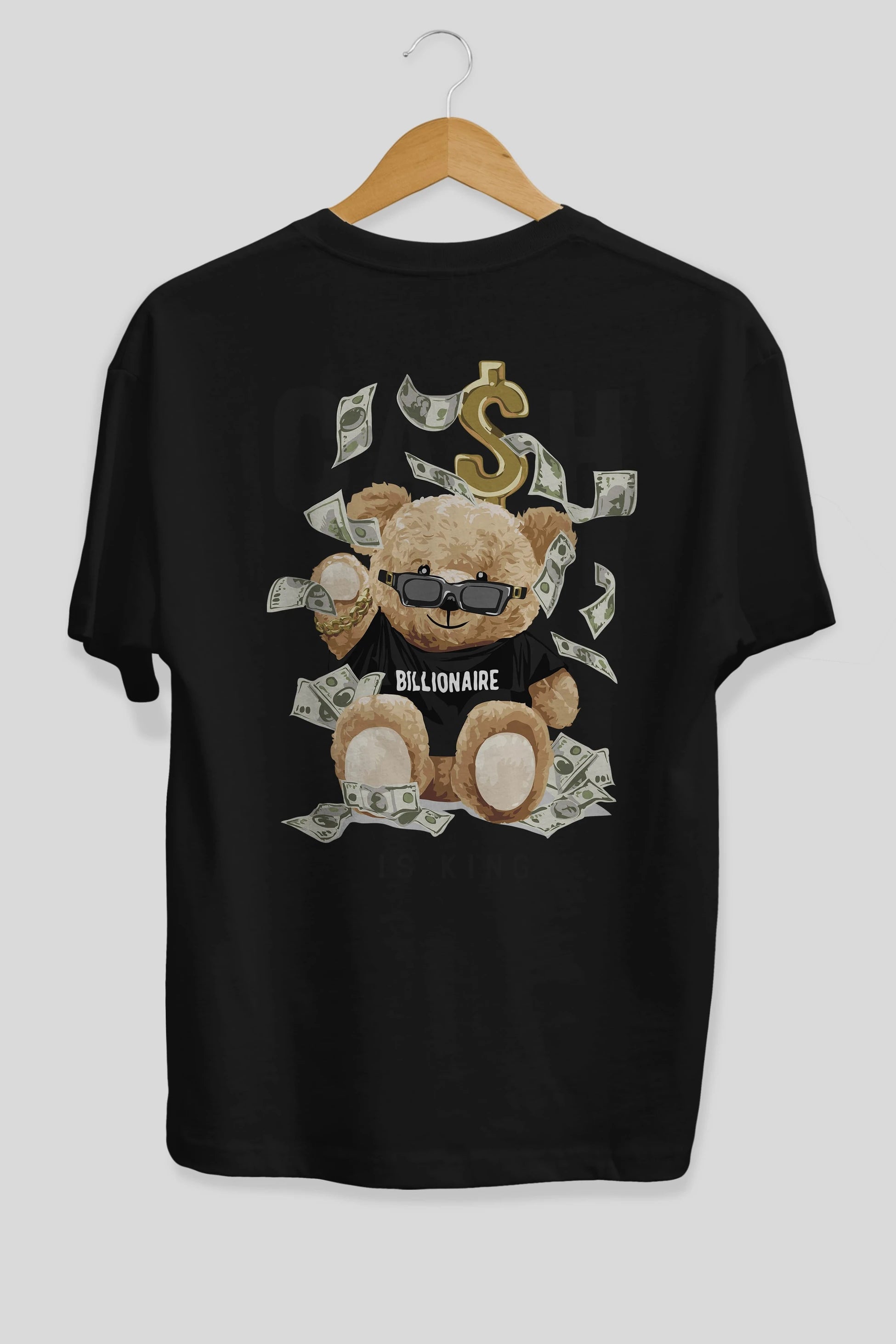 Teddy Bear Billionaire Arka Baskılı Oversize t-shirt Erkek Kadın Unisex %100 Pamuk