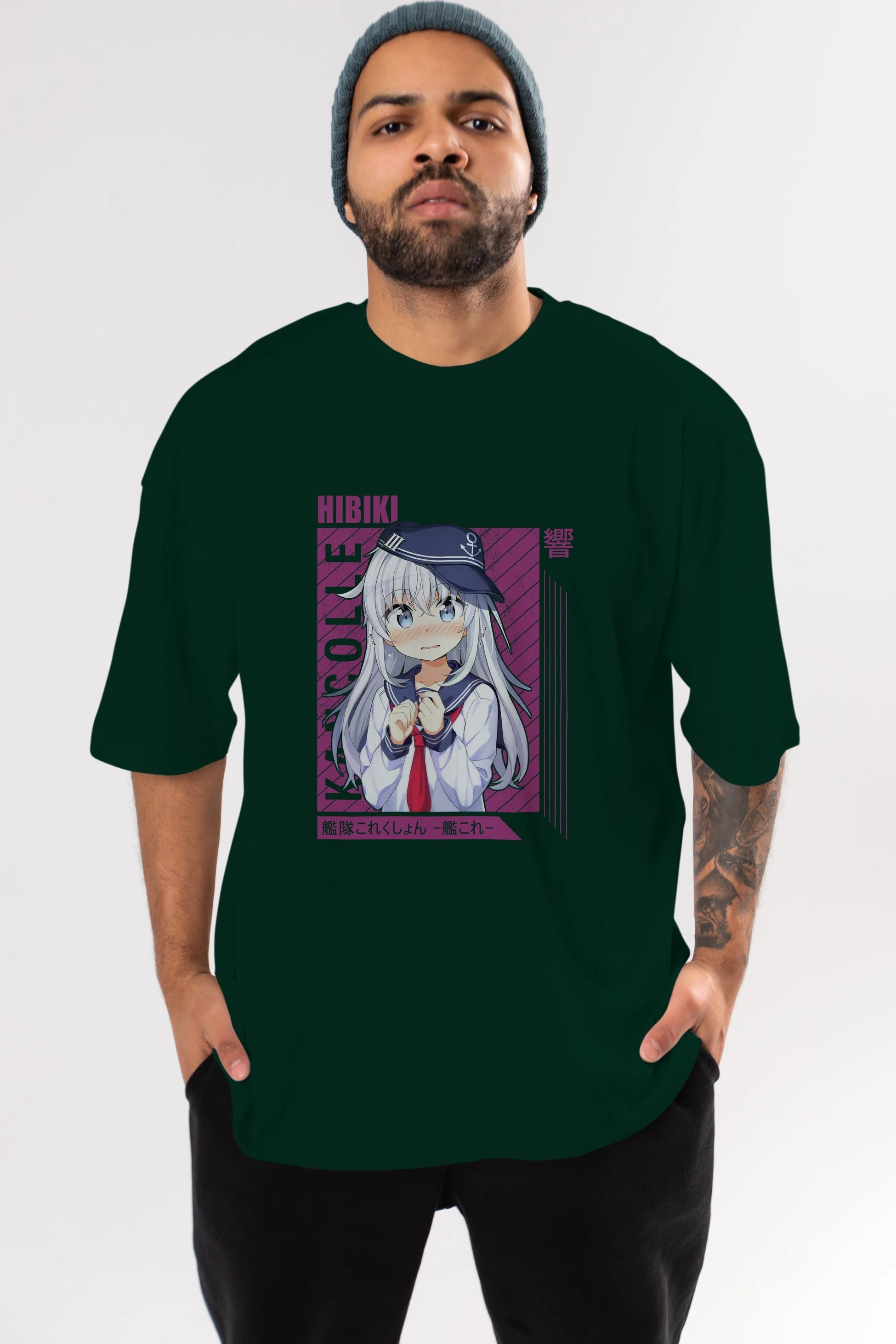 Hibiki 4 Anime Ön Baskılı Oversize t-shirt %100 pamuk Erkek Kadın Unisex