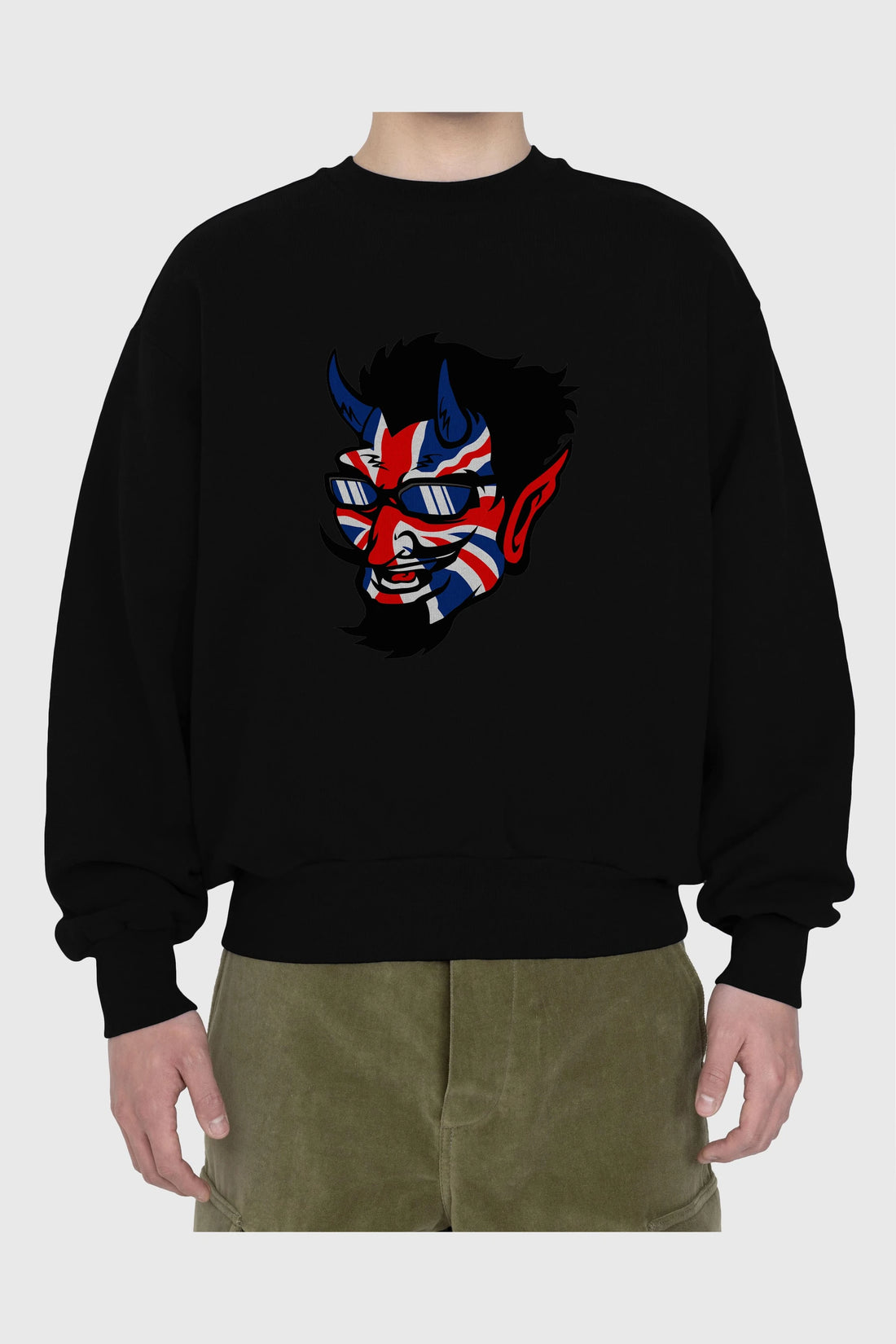 UK Devil Ön Baskılı Oversize Sweatshirt Erkek Kadın Unisex