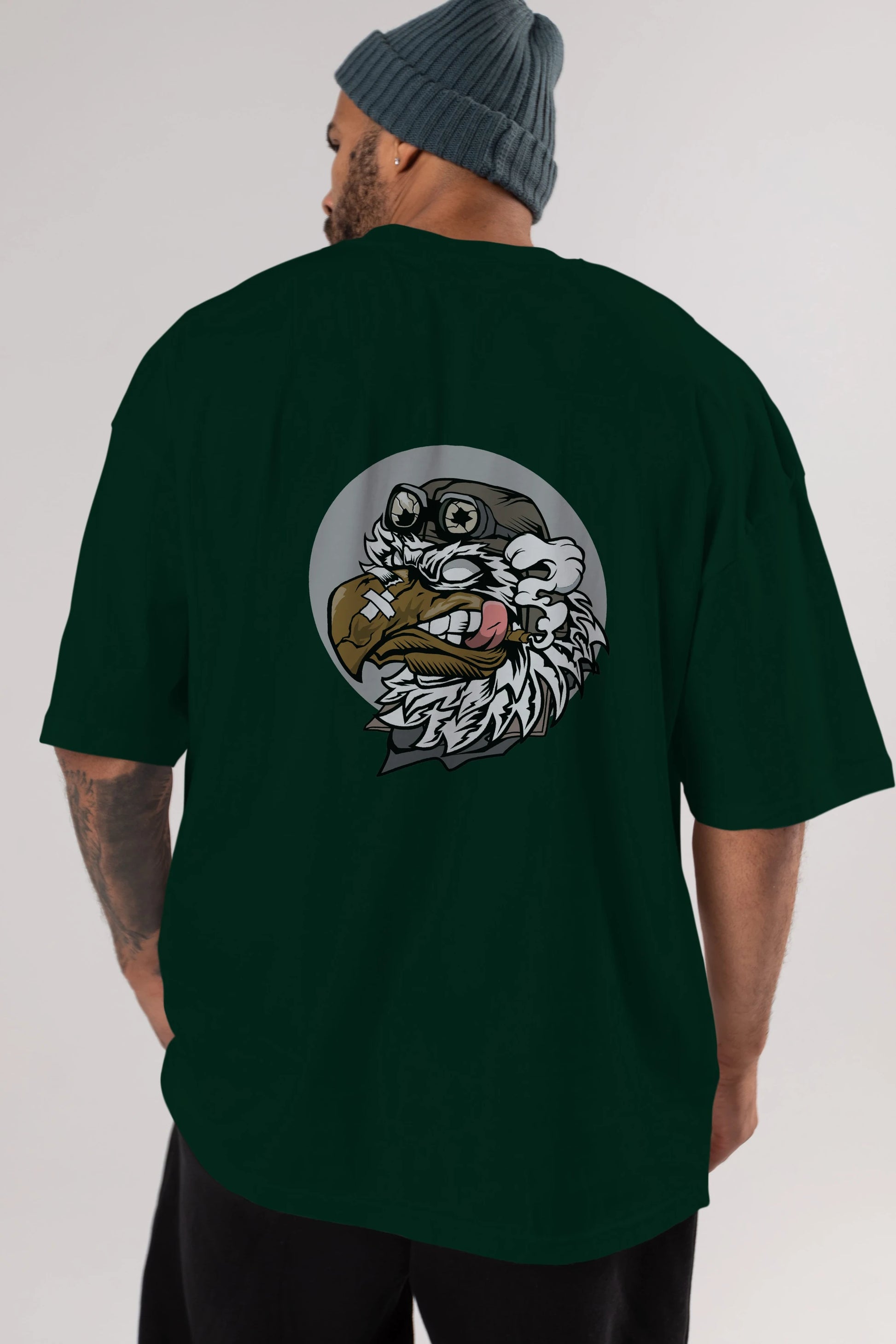 Bird Pilot Arka Baskılı Oversize t-shirt Erkek Kadın Unisex %100 Pamuk tişort