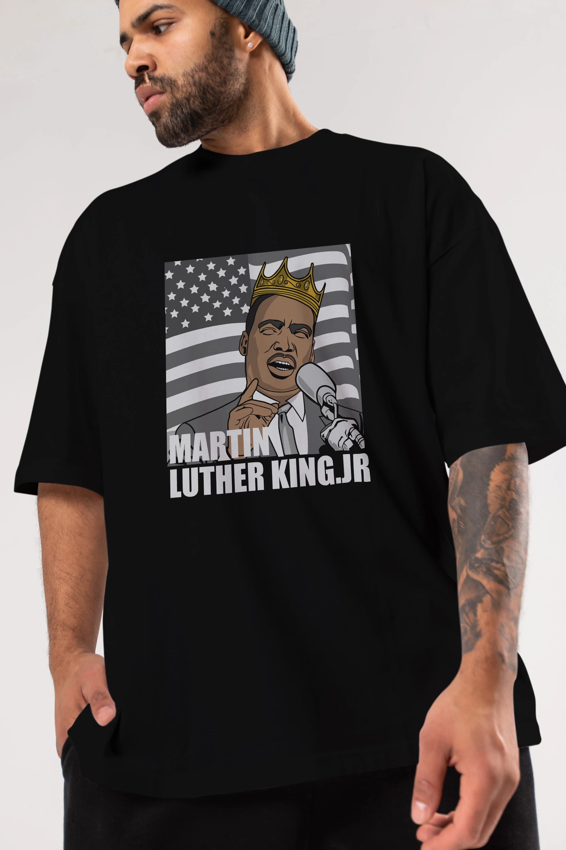 Luther King Ön Baskılı Oversize t-shirt Erkek Kadın Unisex %100 Pamuk tişort