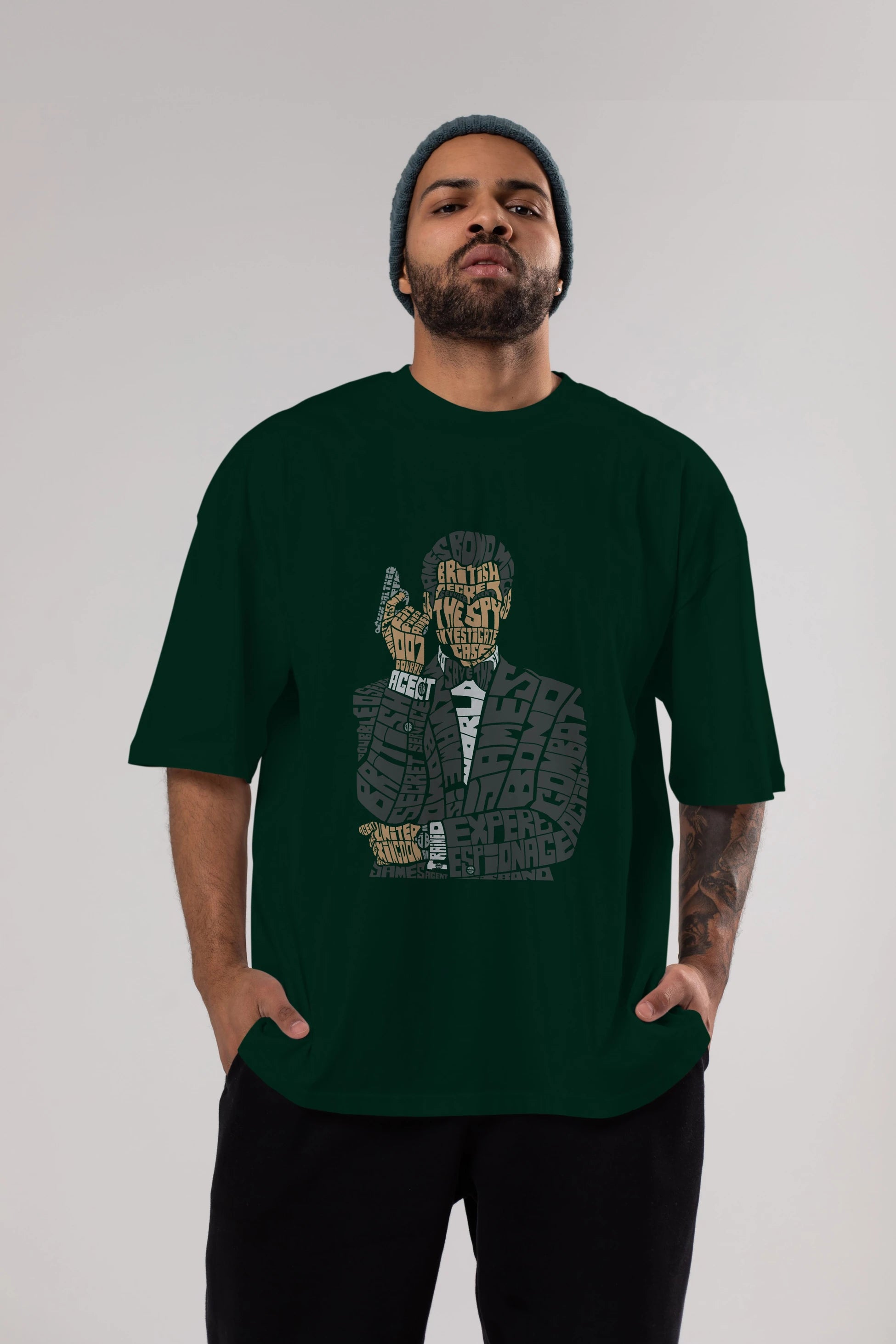 James Bond Ön Baskılı Oversize t-shirt %100 pamuk Erkek Kadın Unisex