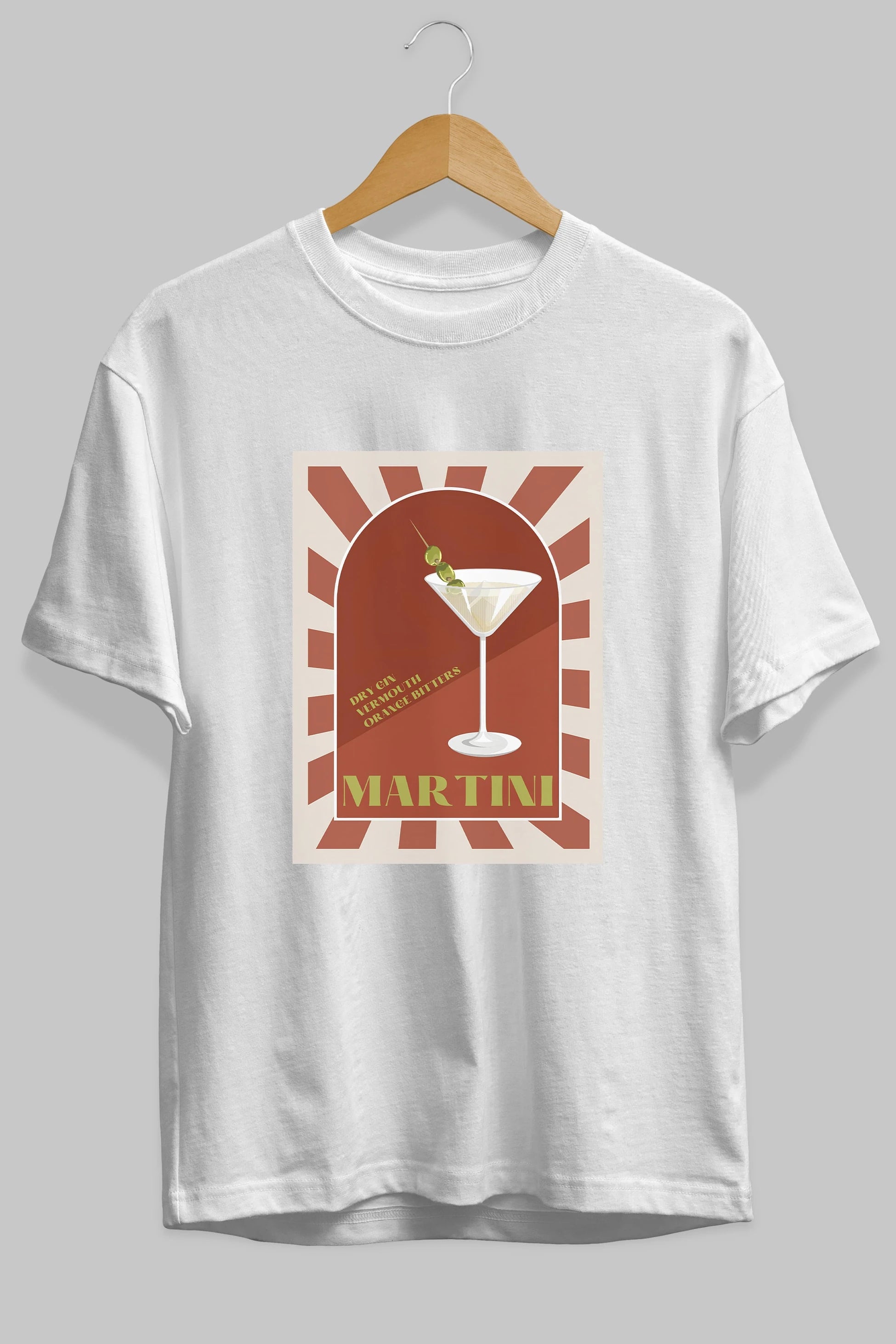 Martini 2 Ön Baskılı Oversize t-shirt Erkek Kadın Unisex %100 Pamuk Bisiklet Yaka tişort