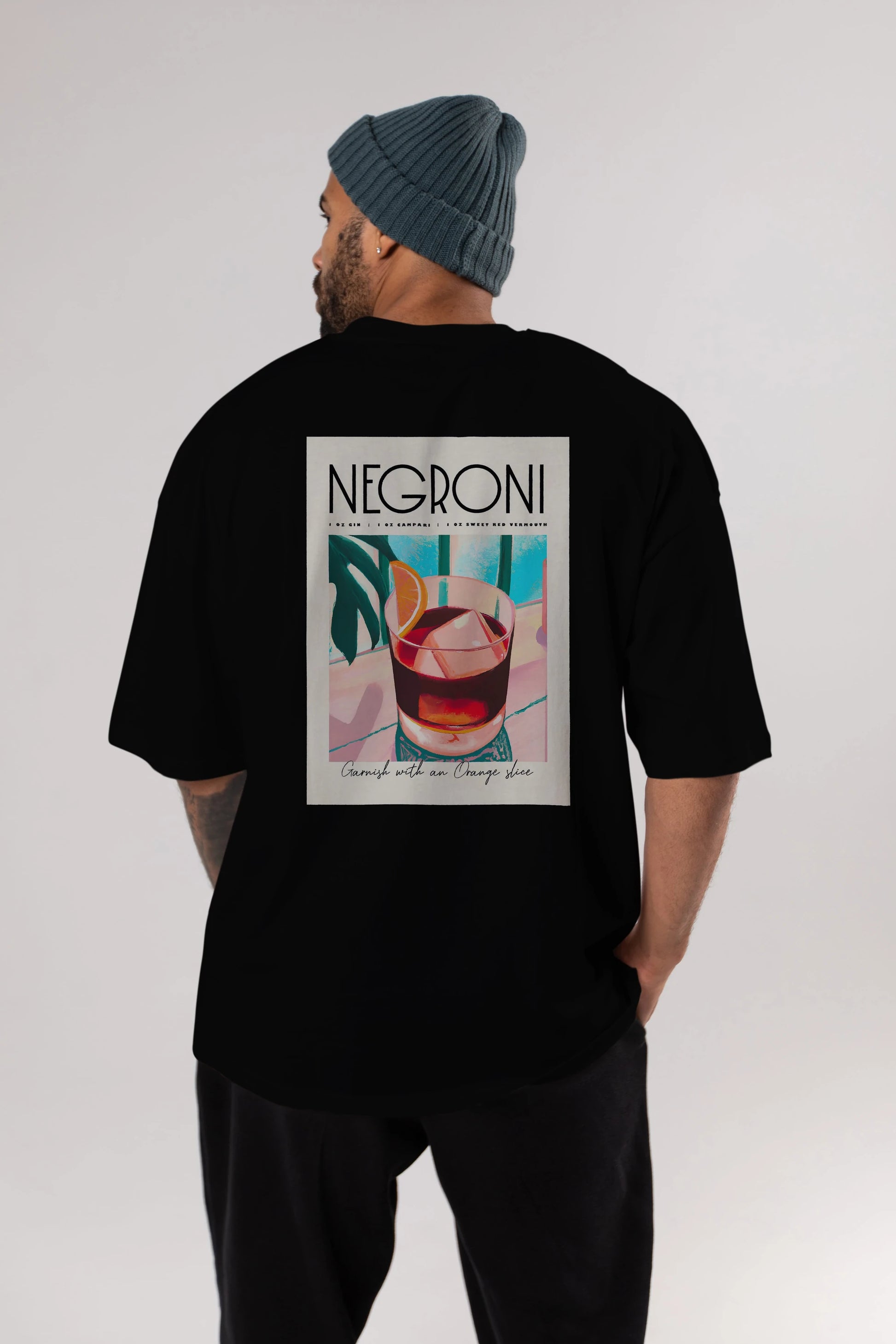 Negroni 4 Arka Baskılı Oversize t-shirt Erkek Kadın Unisex %100 Pamuk Bisiklet Yaka tişort