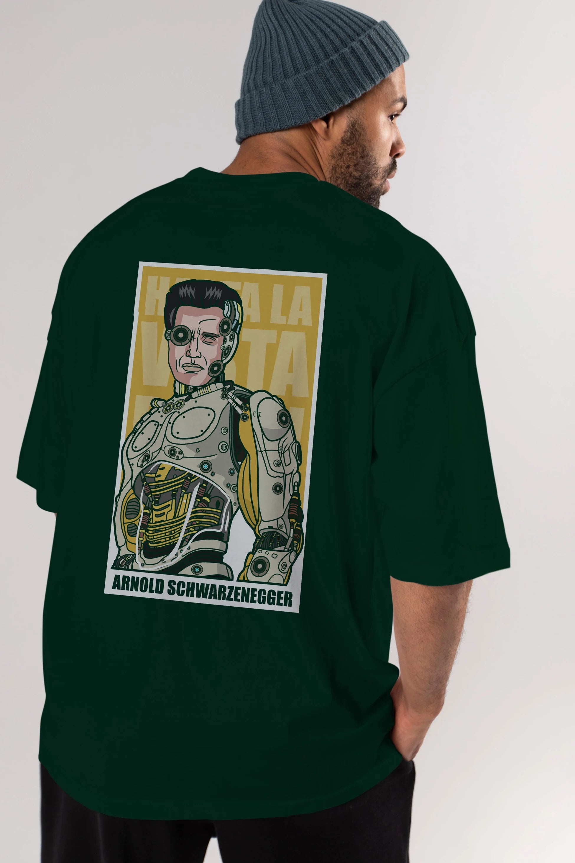 Arnold Robot Human Arka Baskılı Oversize t-shirt Erkek Kadın Unisex %100 Pamuk tişort
