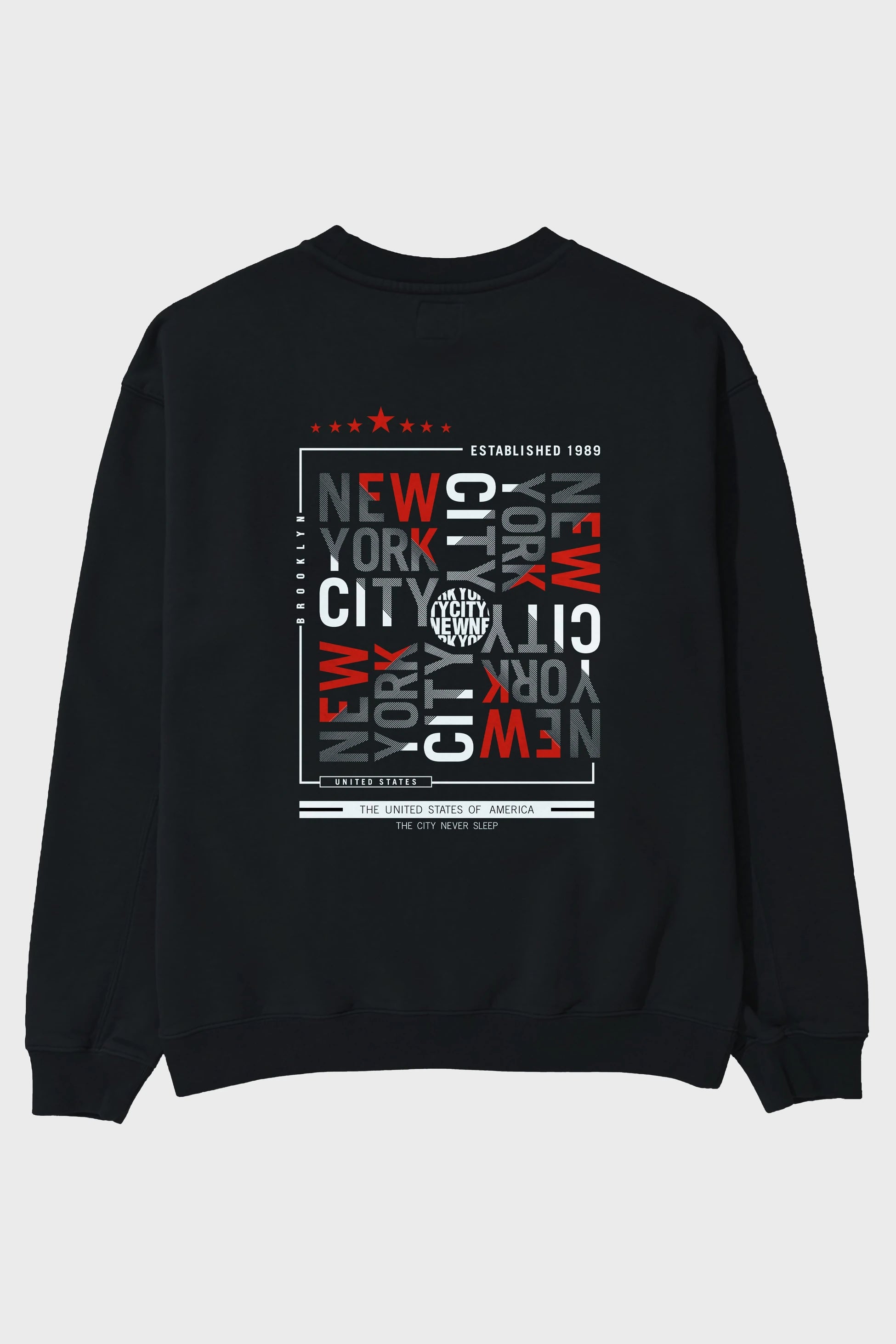 New York Style 2 Arka Baskılı Oversize Sweatshirt Erkek Kadın Unisex