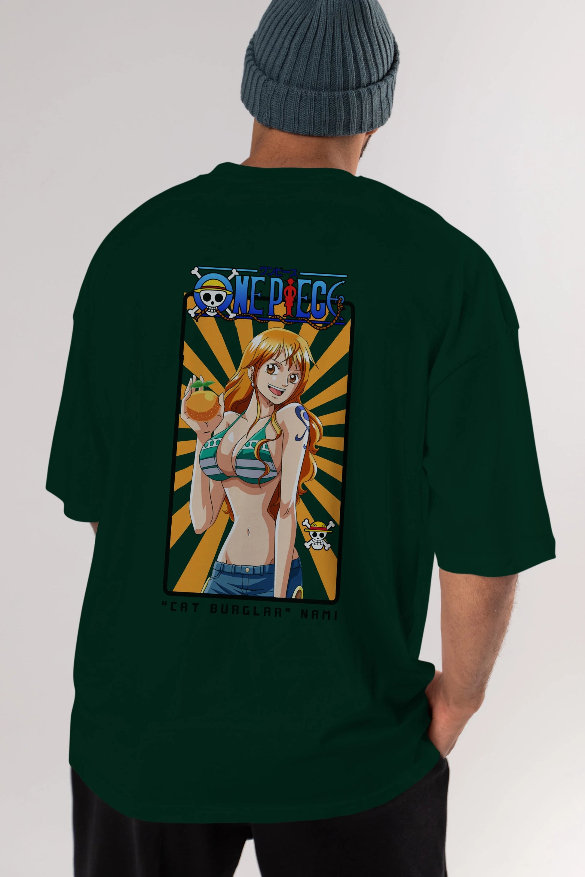 Nami Anime Arka Baskılı Oversize t-shirt Erkek Kadın Unisex %100 pamuk tişort