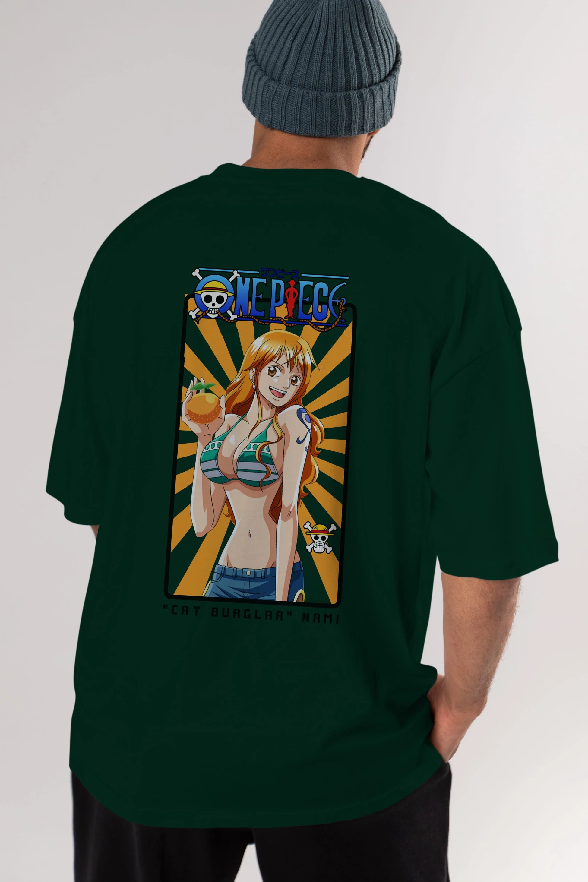 Nami Anime Arka Baskılı Oversize t-shirt Erkek Kadın Unisex %100 pamuk tişort