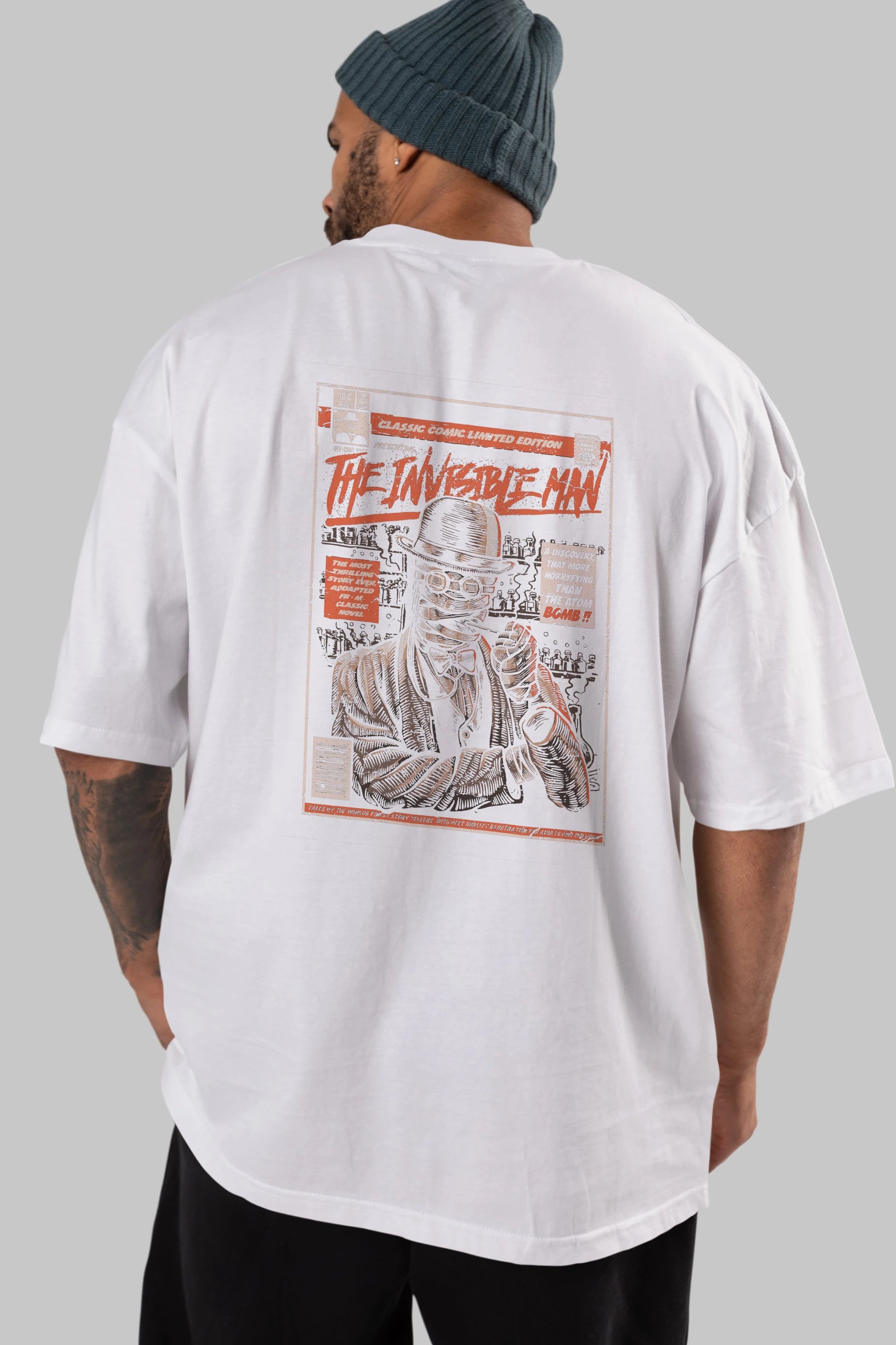 The Invisible Man Arka Baskılı Oversize t-shirt Erkek Kadın Unisex %100 Pamuk