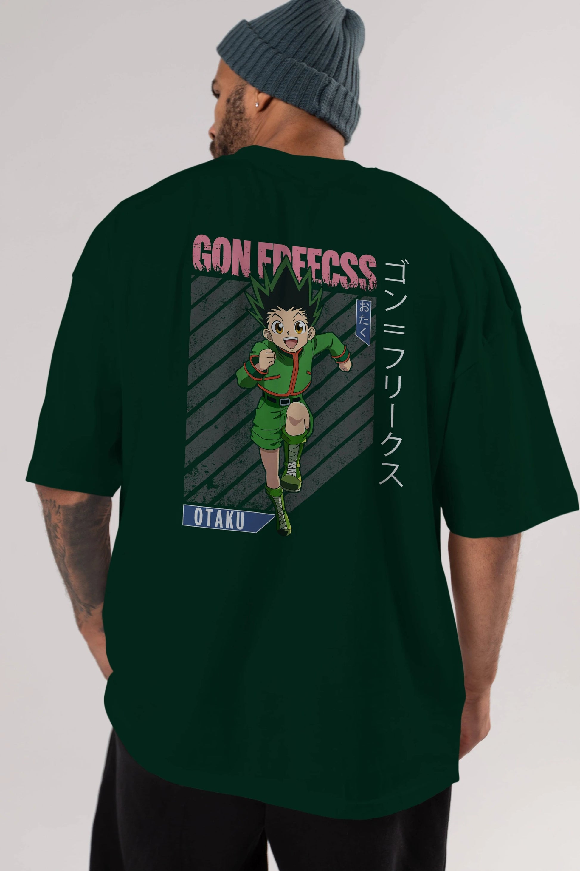 Gon Freecss HUNTER X HUNTER Anime Arka Baskılı Oversize t-shirt Erkek Kadın Unisex