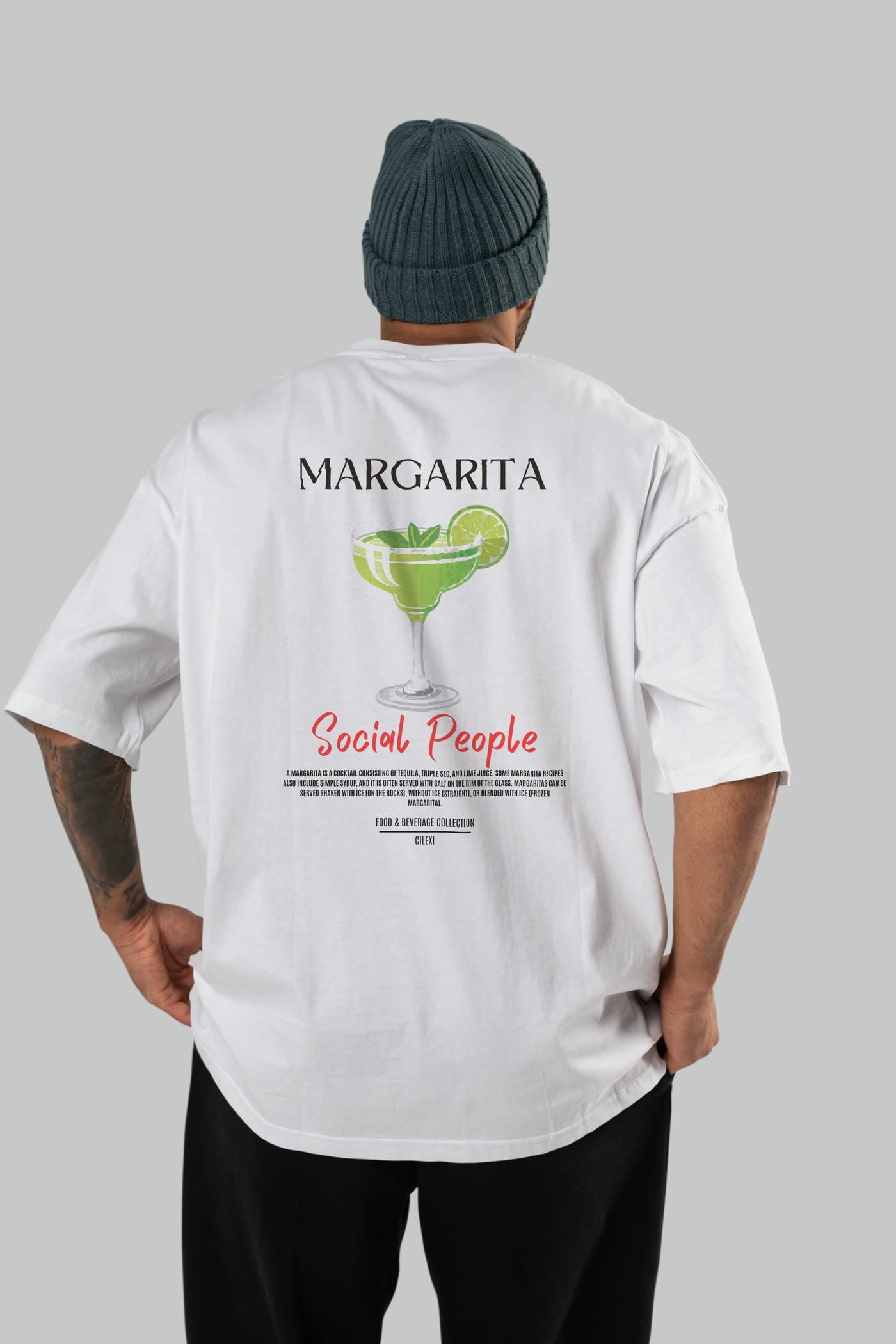 Margarita Kokteyl Serisi Baskılı Oversize t-shirt Erkek Kadın Unisex %100 Pamuk Bisiklet Yaka tişort