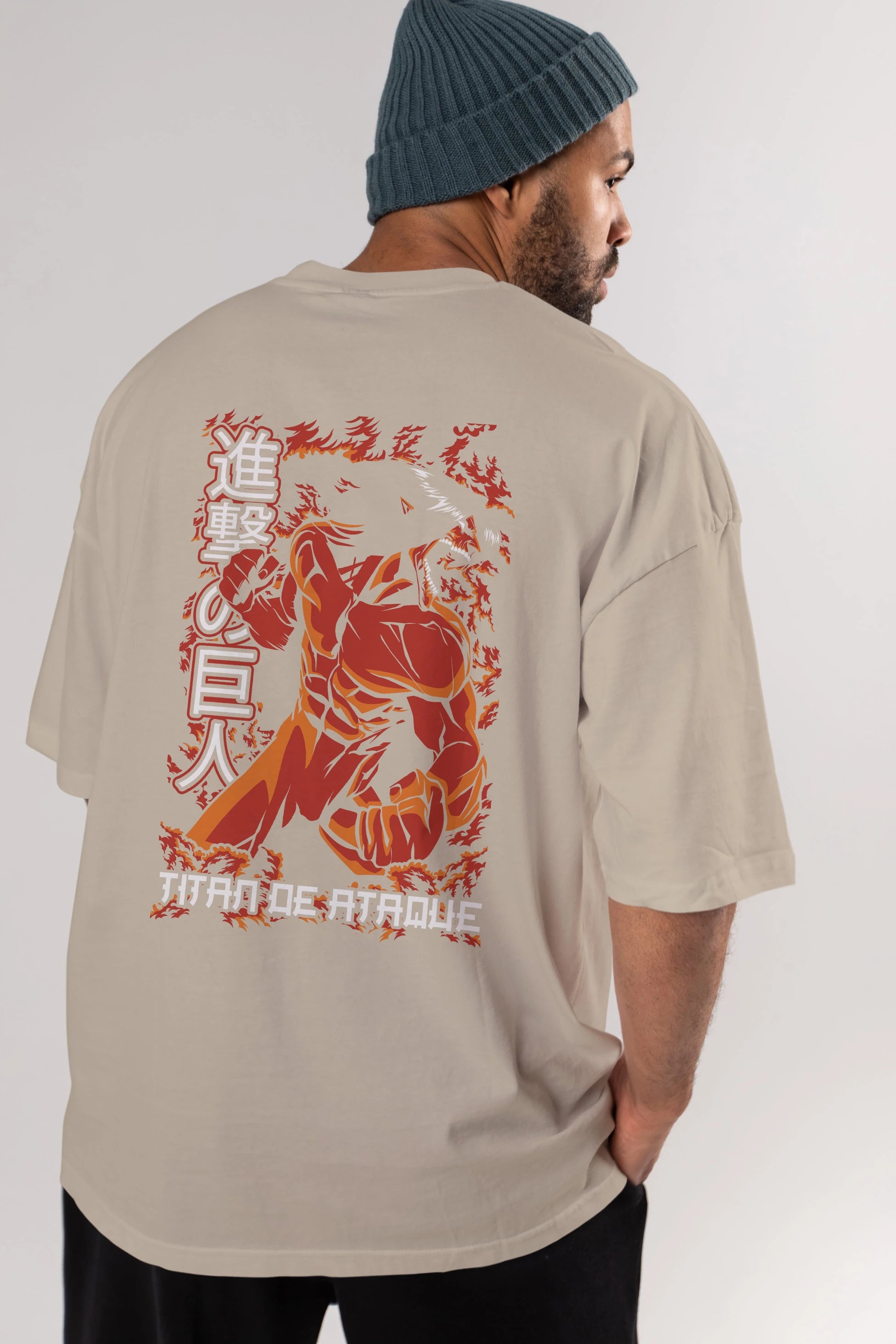 Eren Yeager Anime Arka Baskılı Oversize t-shirt Erkek Kadın Unisex %100 pamuk tişort