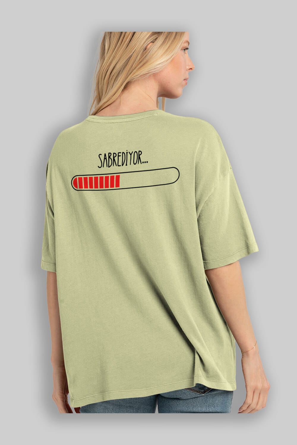 Sabrediyor Yazılı Arka Baskılı Oversize t-shirt Erkek Kadın Unisex