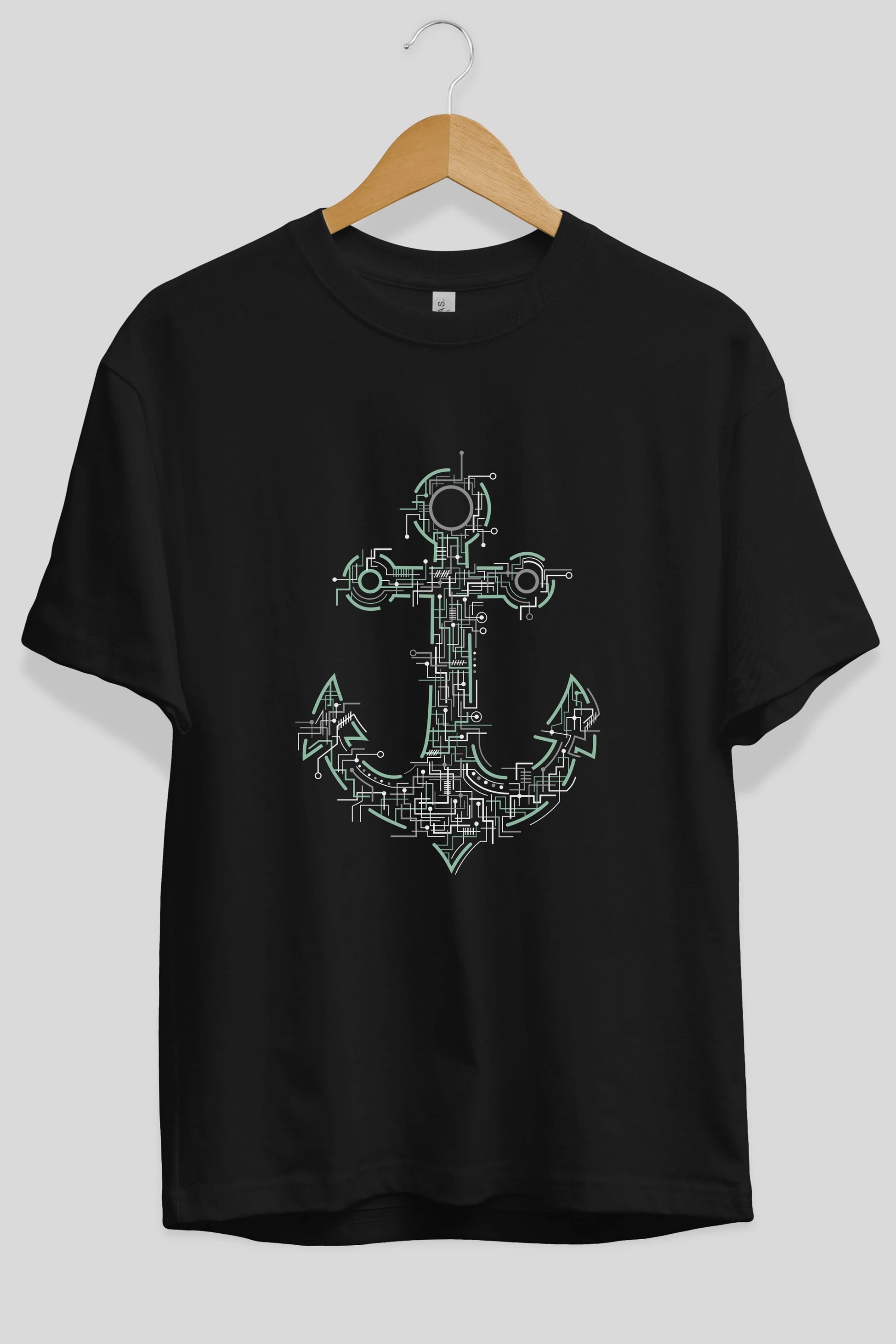 Electric Anchor Ön Baskılı Oversize t-shirt %100 pamuk Erkek Kadın Unisex