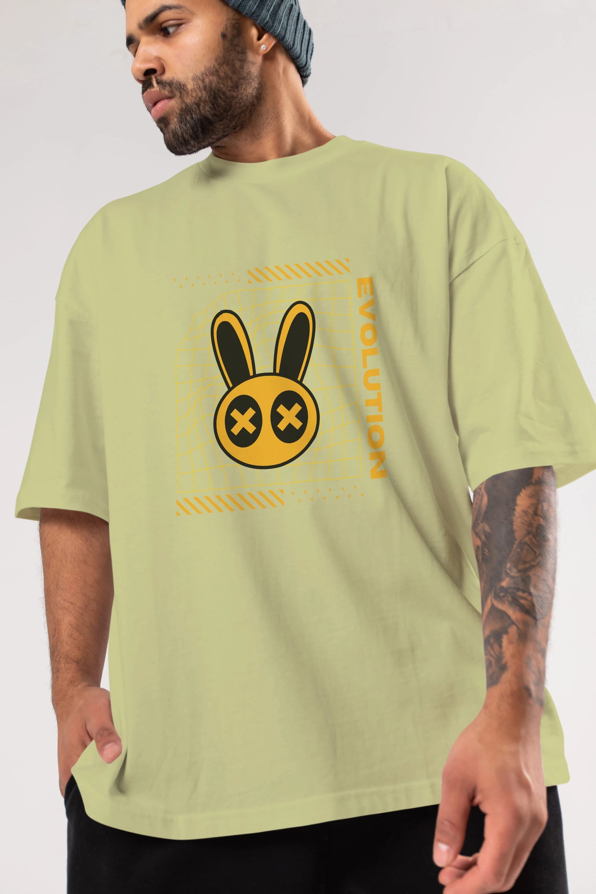 Evolution Yazılı Ön Baskılı Oversize t-shirt Erkek Kadın Unisex