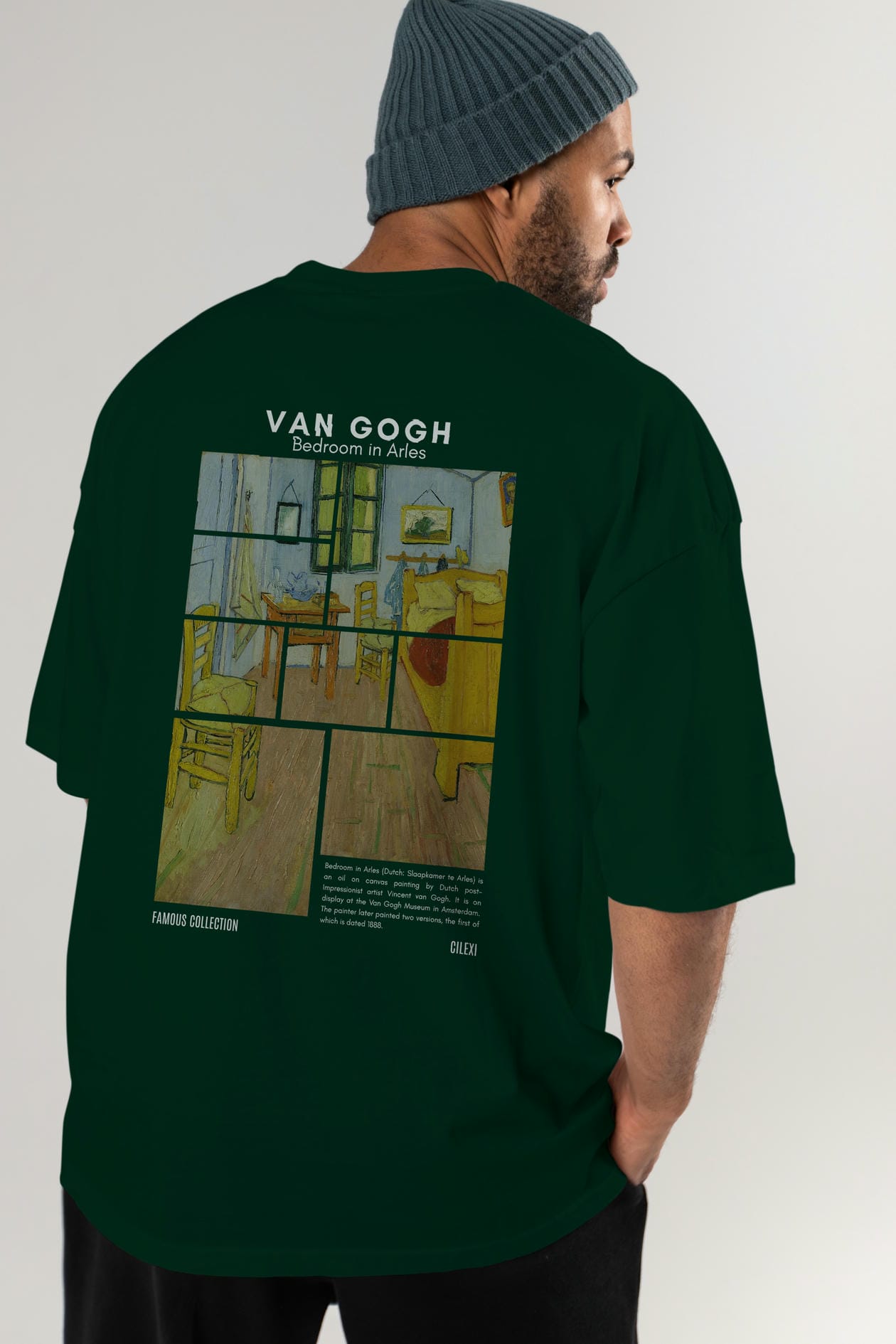 Van Gogh Arka Baskılı Oversize t-shirt Erkek Kadın Bisiklet Yaka Pamuk tişort