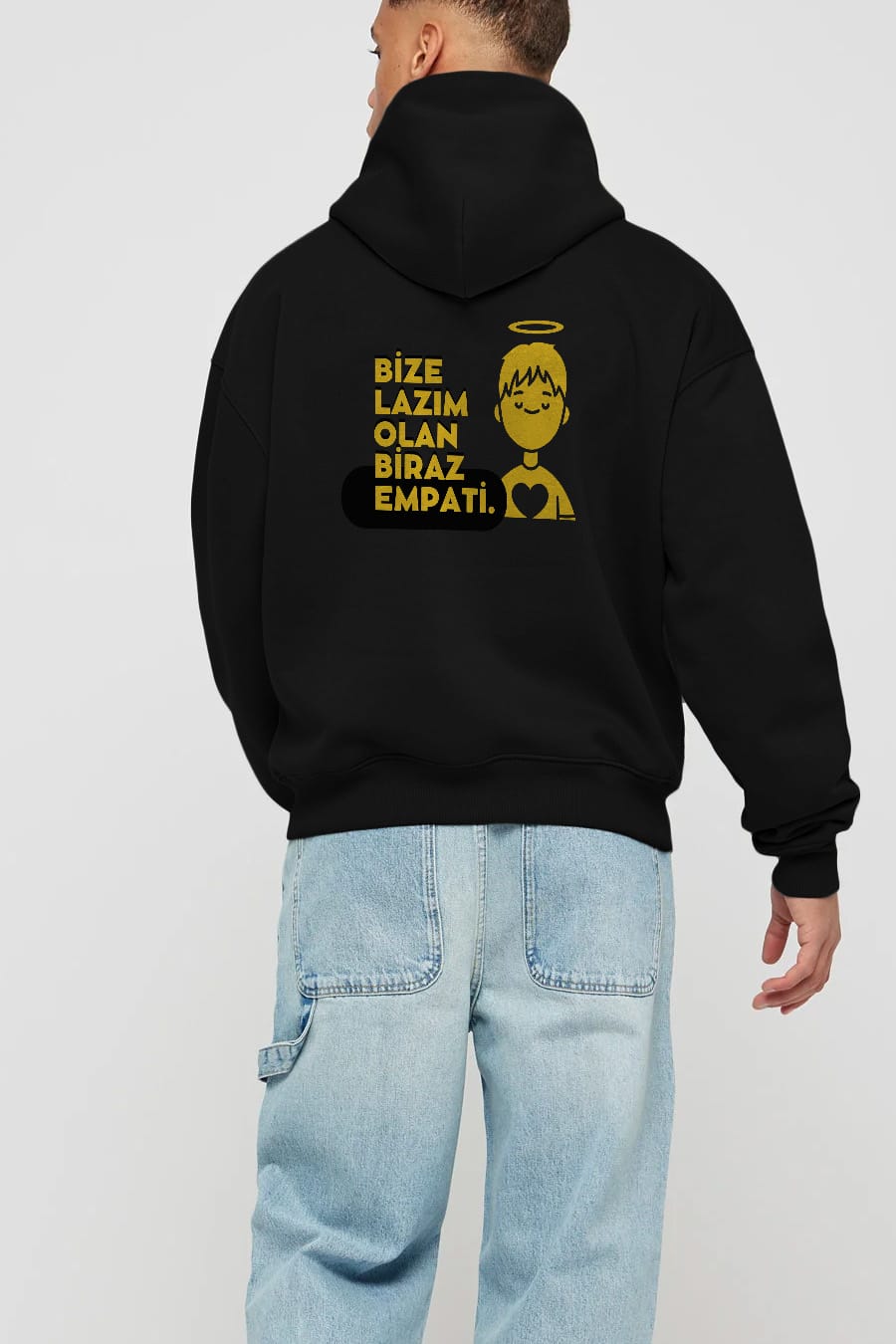Bize Lazım Olan Biraz Empati Arka Baskılı Oversize Hoodie Kapüşonlu Sweatshirt Erkek Kadın Unisex