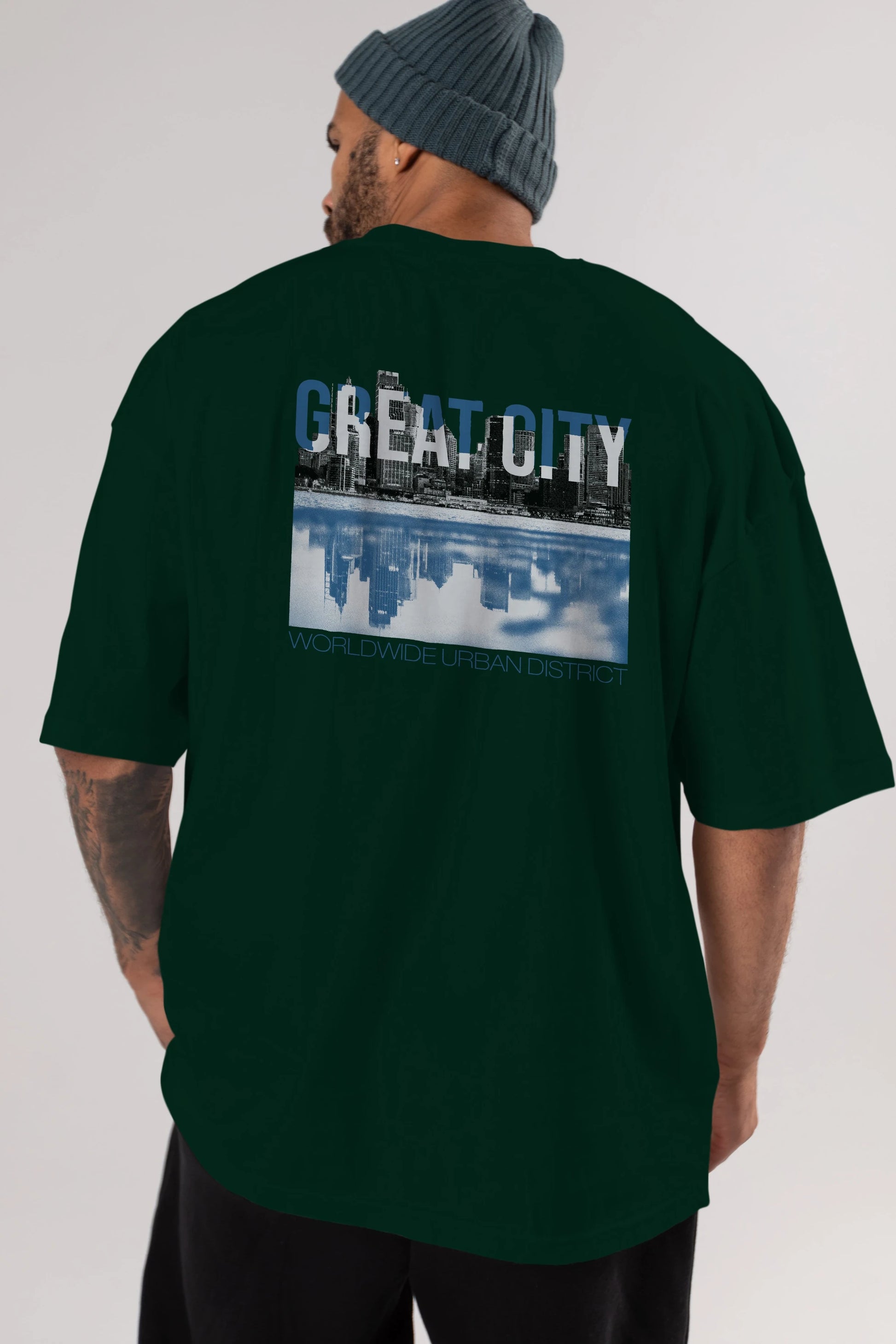 Great City Arka Baskılı Oversize t-shirt Erkek Kadın Unisex