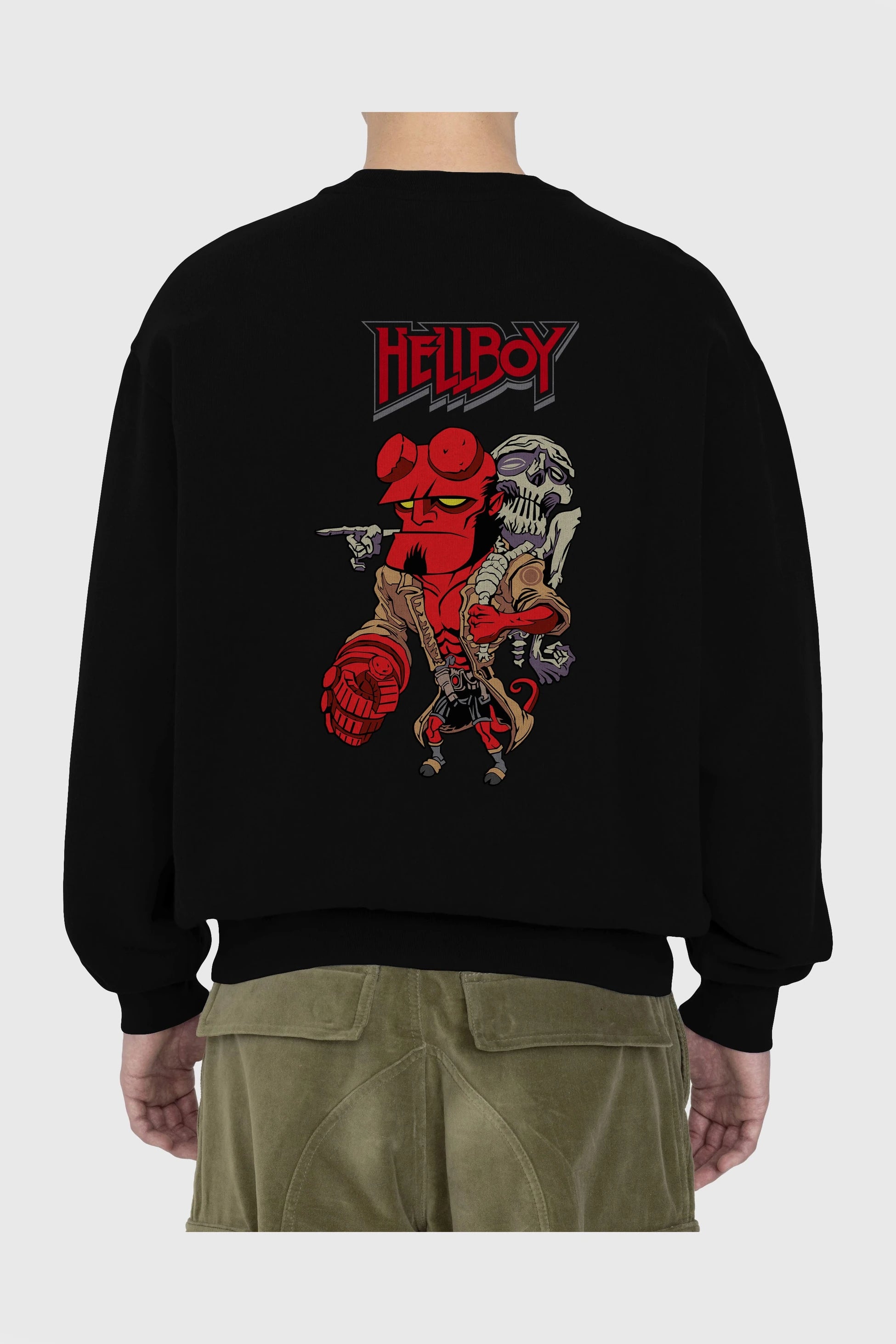 Hellboy (2) Arka Baskılı Oversize Sweatshirt Erkek Kadın Unisex