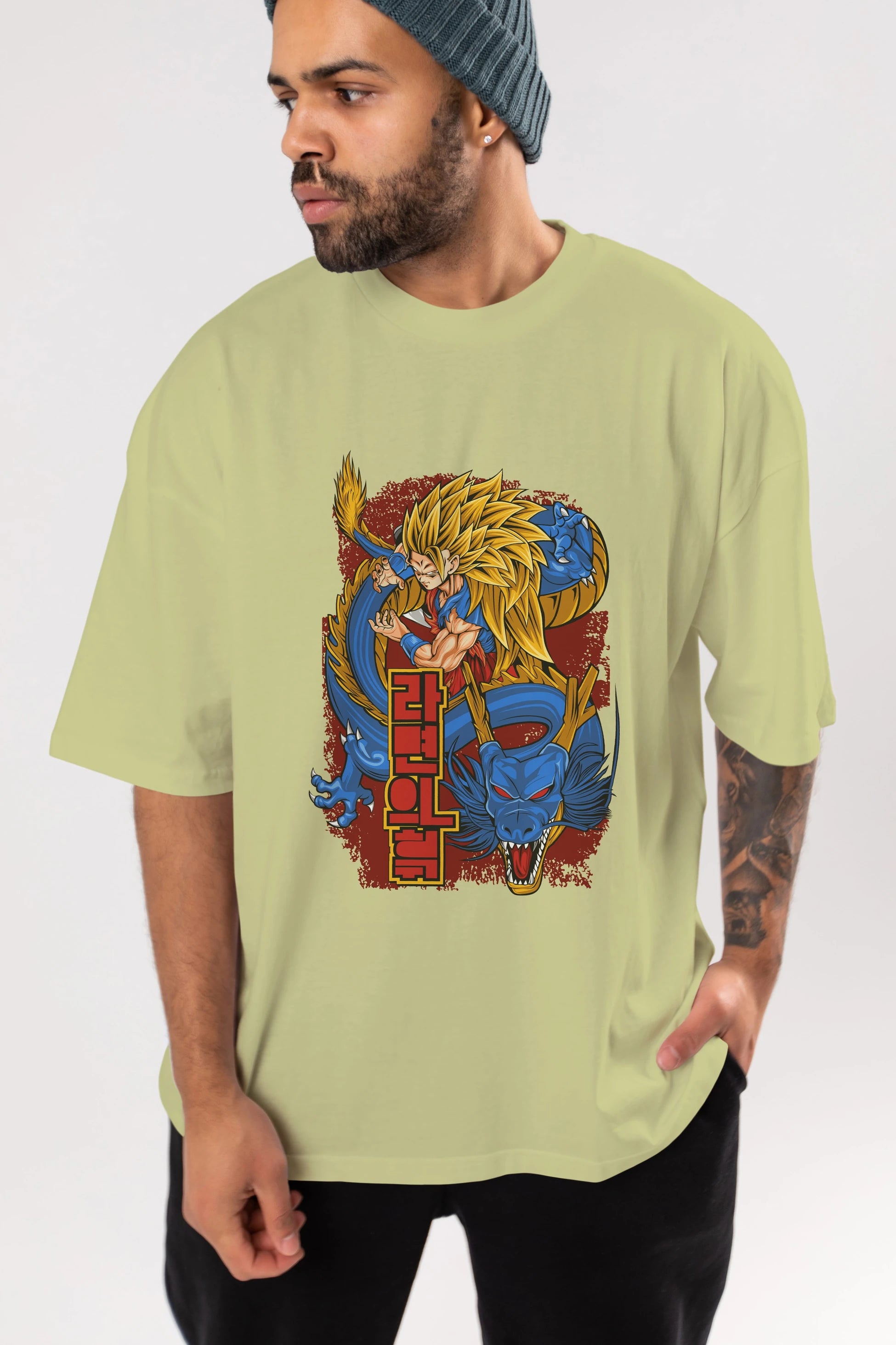 DRAGON BALL Z Anime Ön Baskılı Oversize t-shirt %100 pamuk Erkek Kadın Unisex