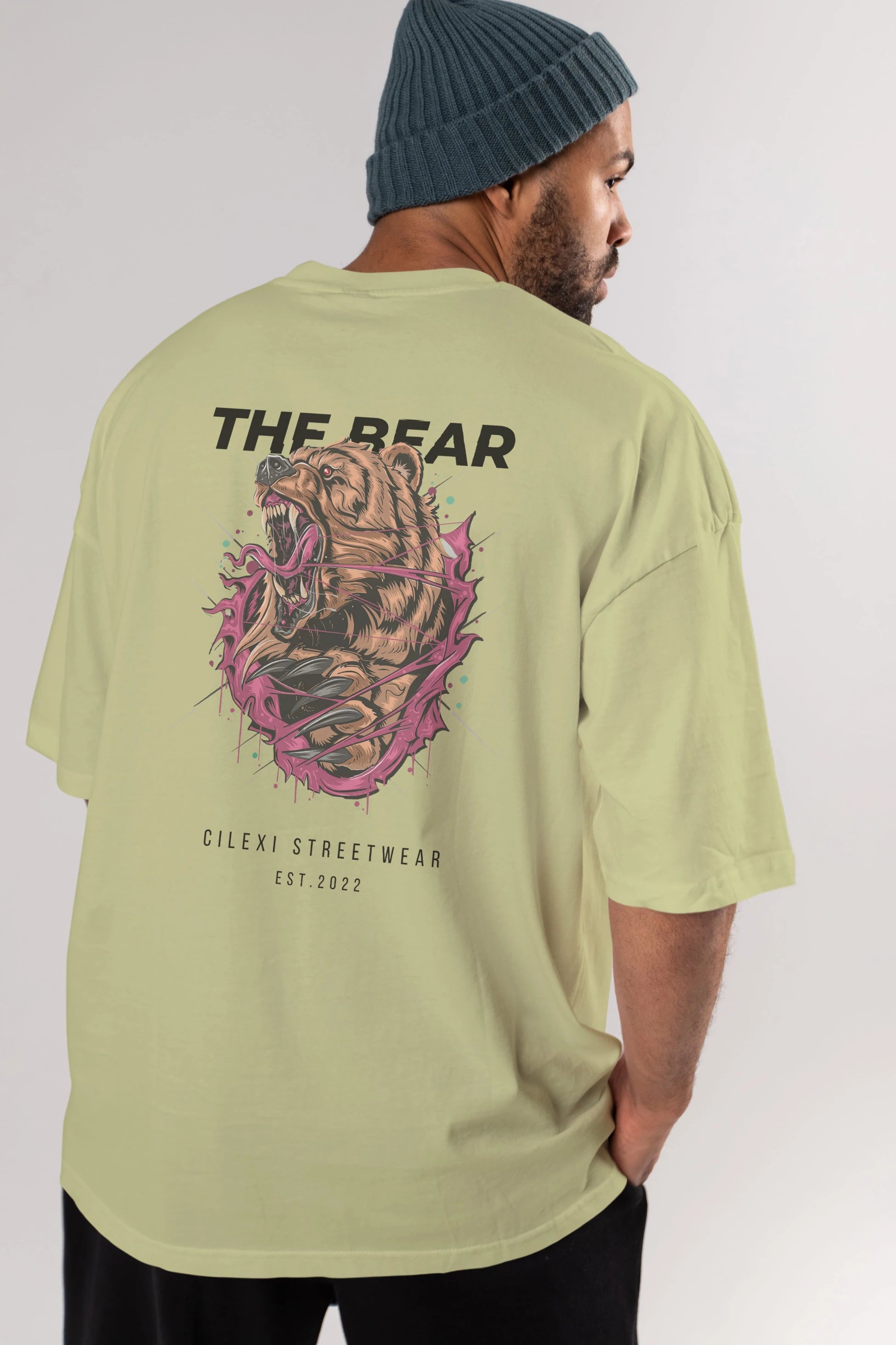 The Bear Arka Baskılı Oversize t-shirt Erkek Kadın Unisex