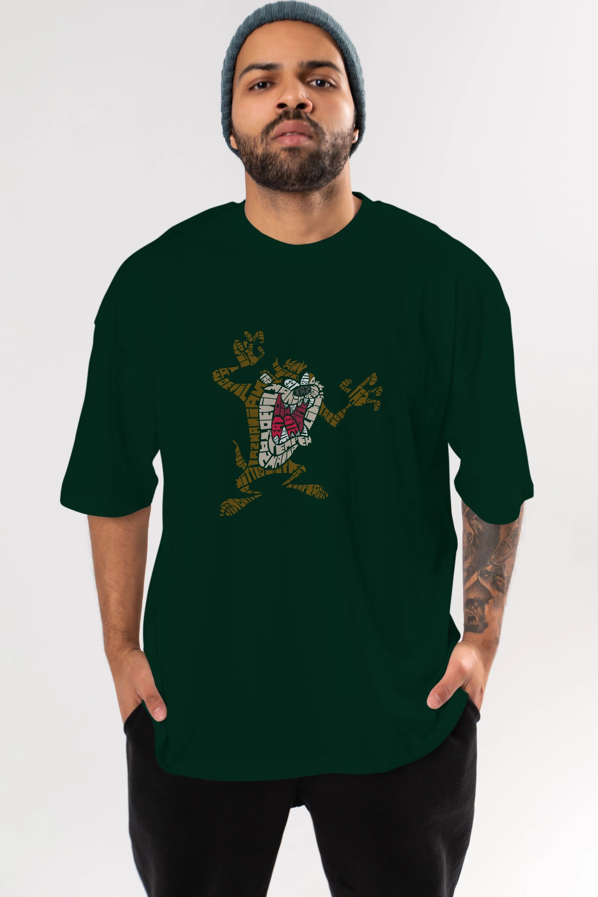 Tazmania Ön Baskılı Oversize t-shirt %100 pamuk Erkek Kadın Unisex