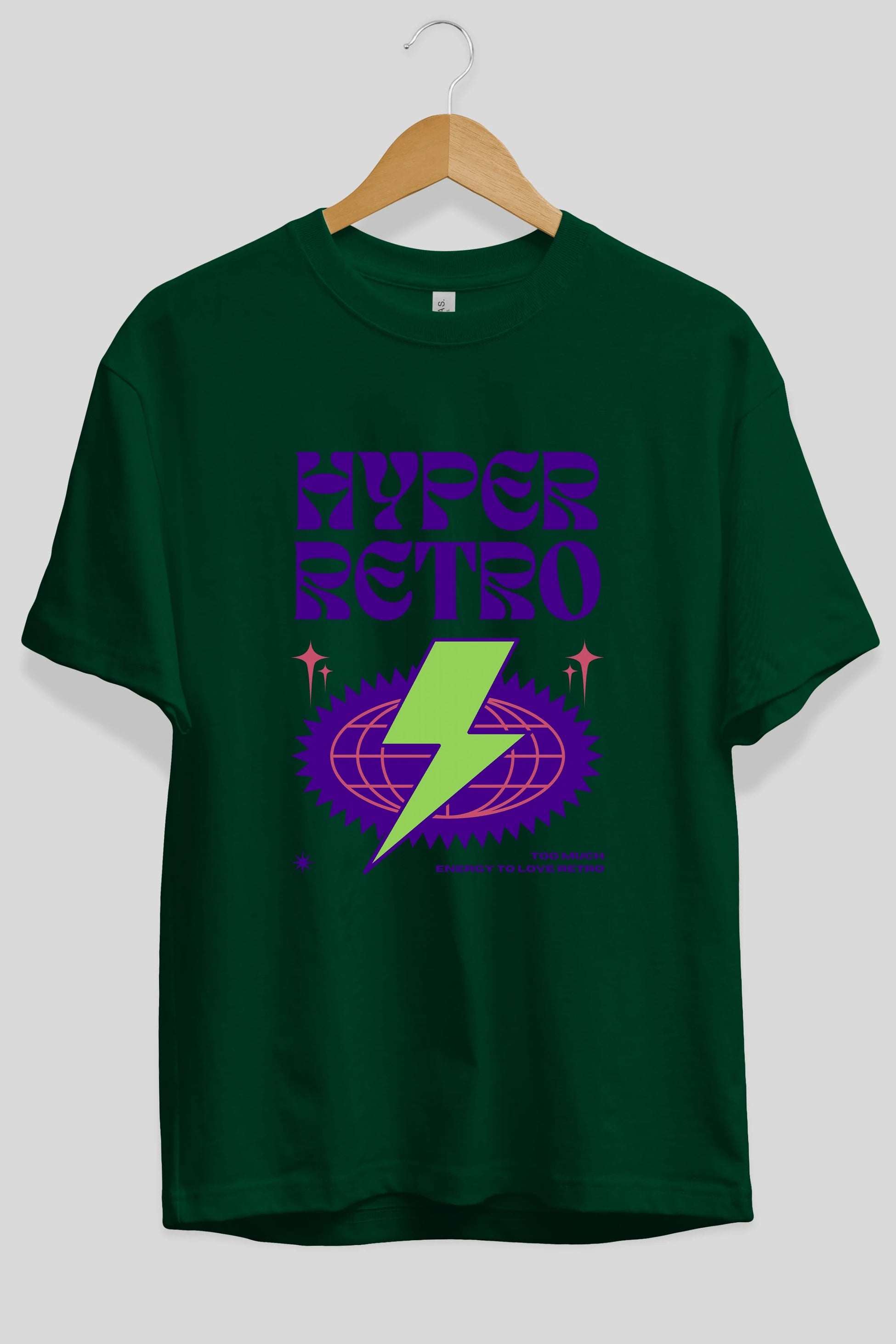 Hyper Retro Yazılı Ön Baskılı Oversize t-shirt Erkek Kadın Unisex