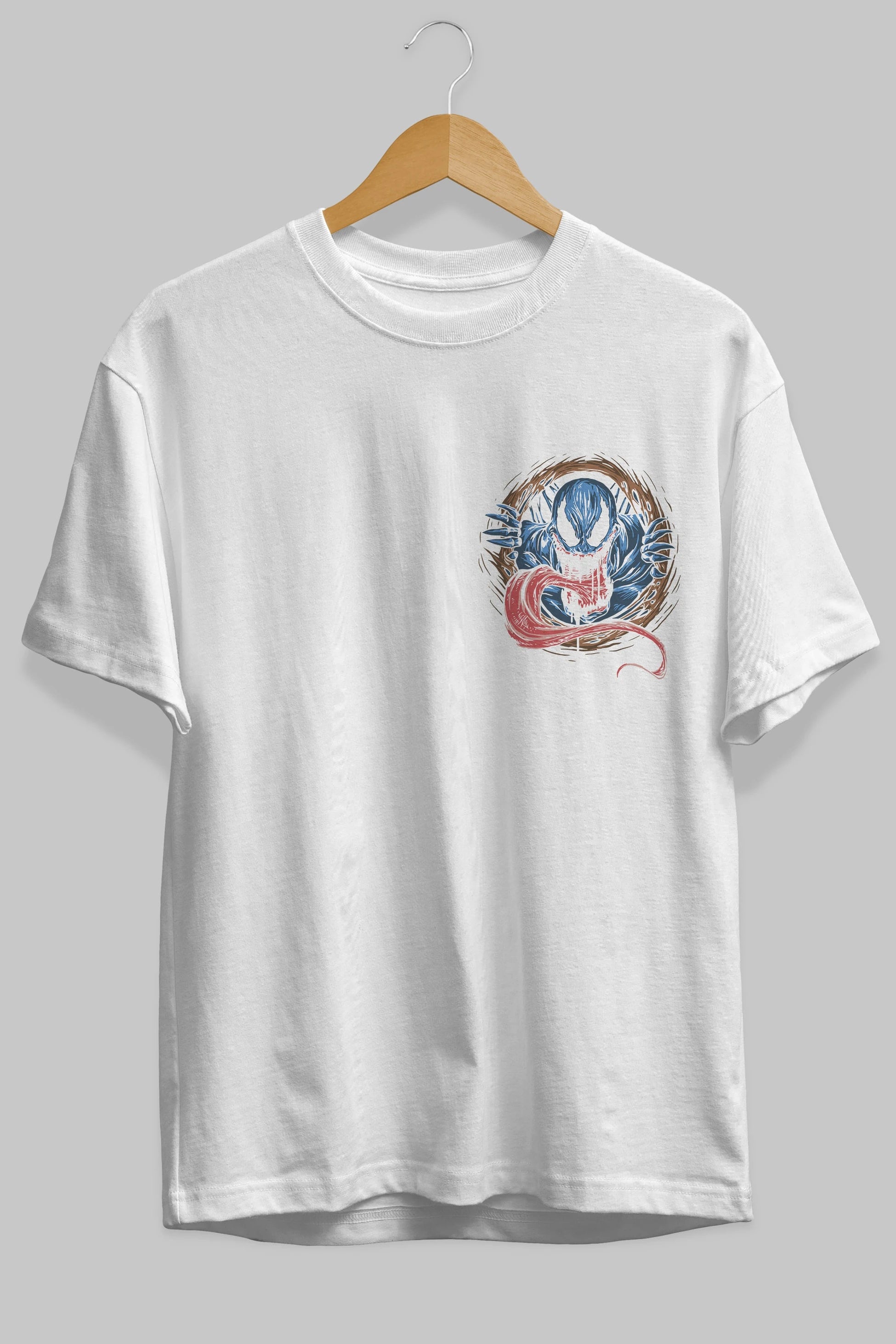 Venom (7) Ön Sol Baskılı Oversize t-shirt Erkek Kadın Unisex %100 Pamuk Bisiklet Yaka tişort