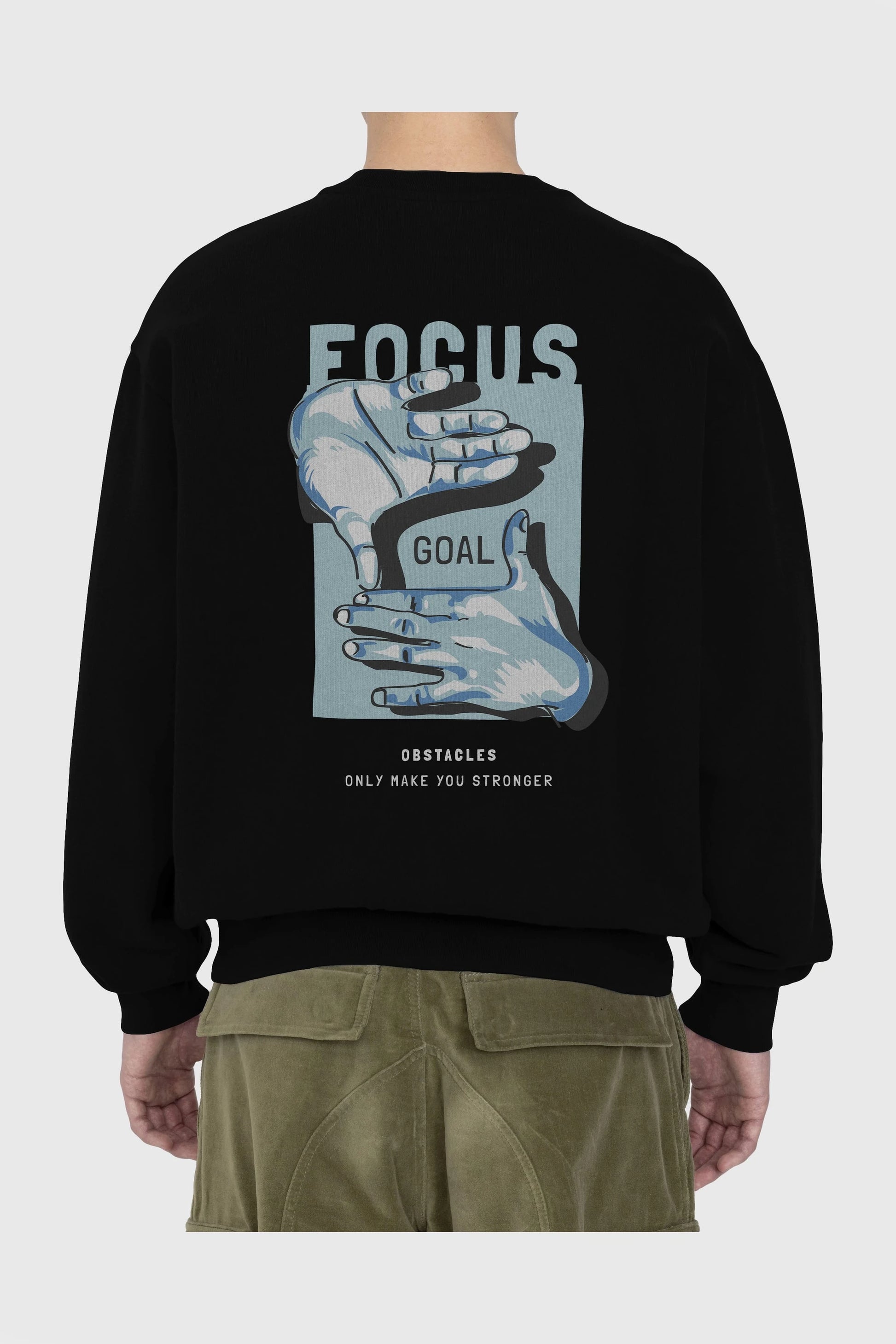 Focus Goal Arka Baskılı Oversize Sweatshirt Erkek Kadın Unisex