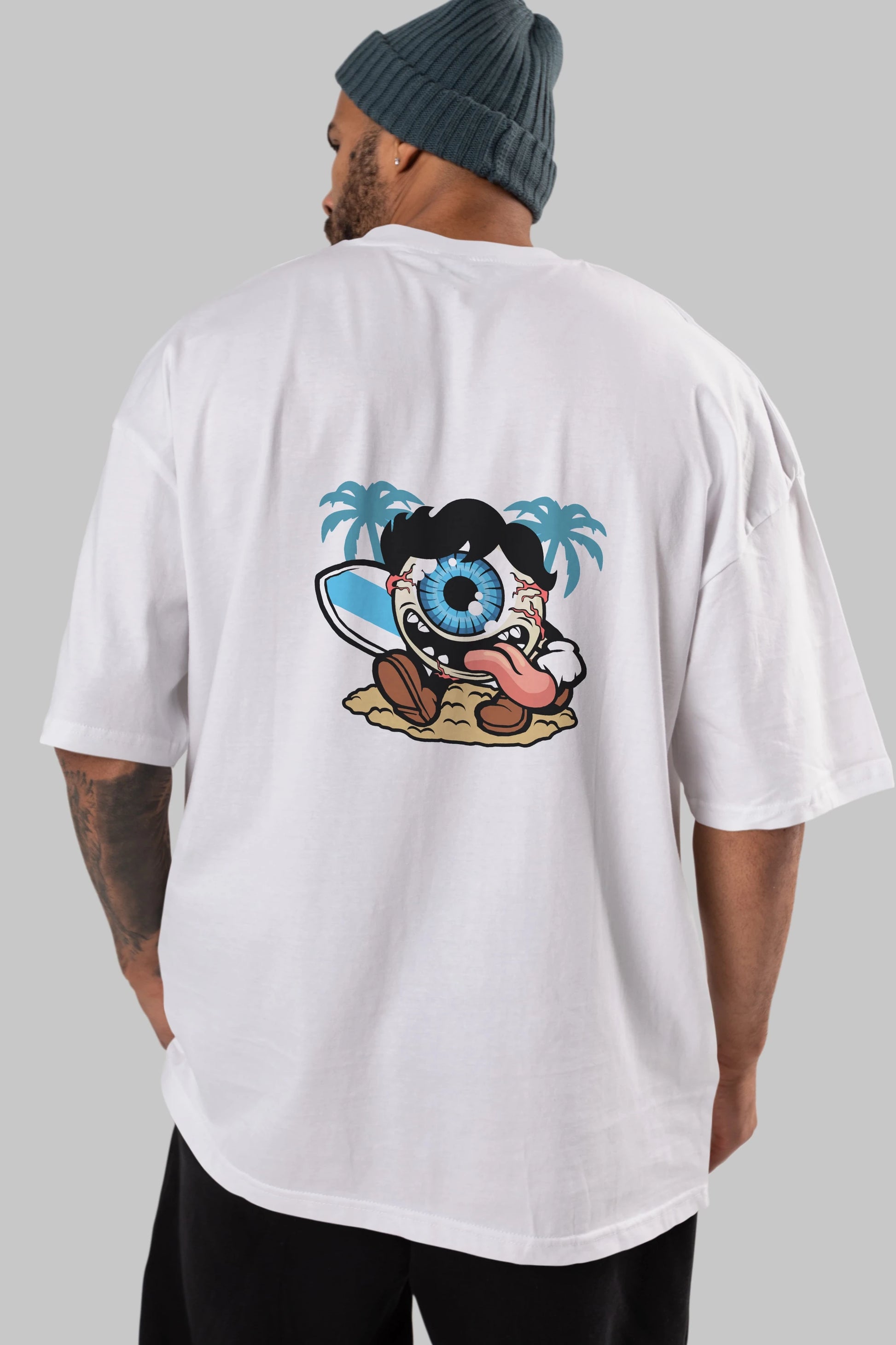 Eye Ball Surfer Arka Baskılı Oversize t-shirt Erkek Kadın Unisex %100 Pamuk tişort