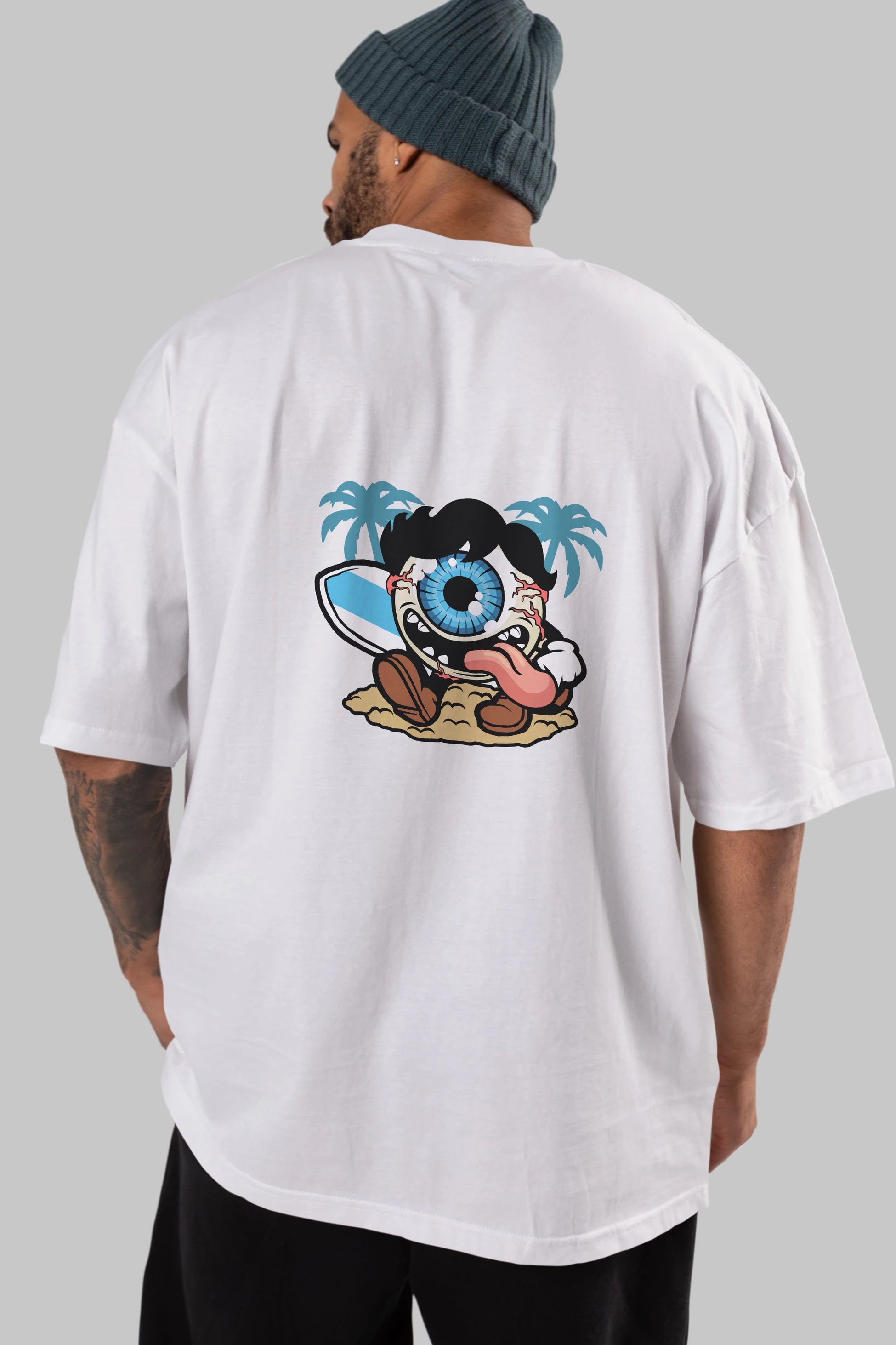 Eye Ball Surfer Arka Baskılı Oversize t-shirt Erkek Kadın Unisex %100 Pamuk tişort