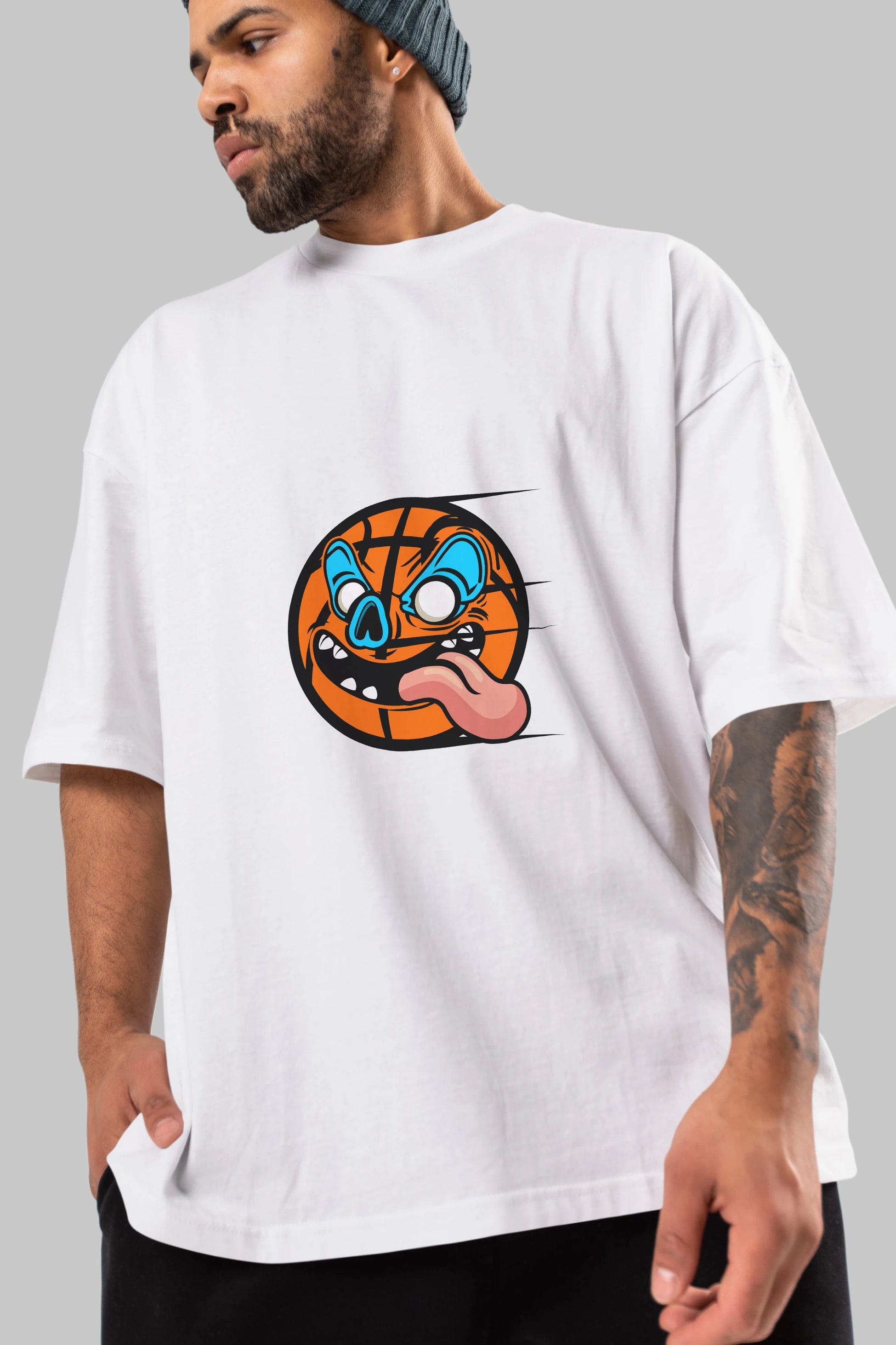 Basketball Ön Baskılı Oversize t-shirt Erkek Kadın Unisex %100 Pamuk tişort