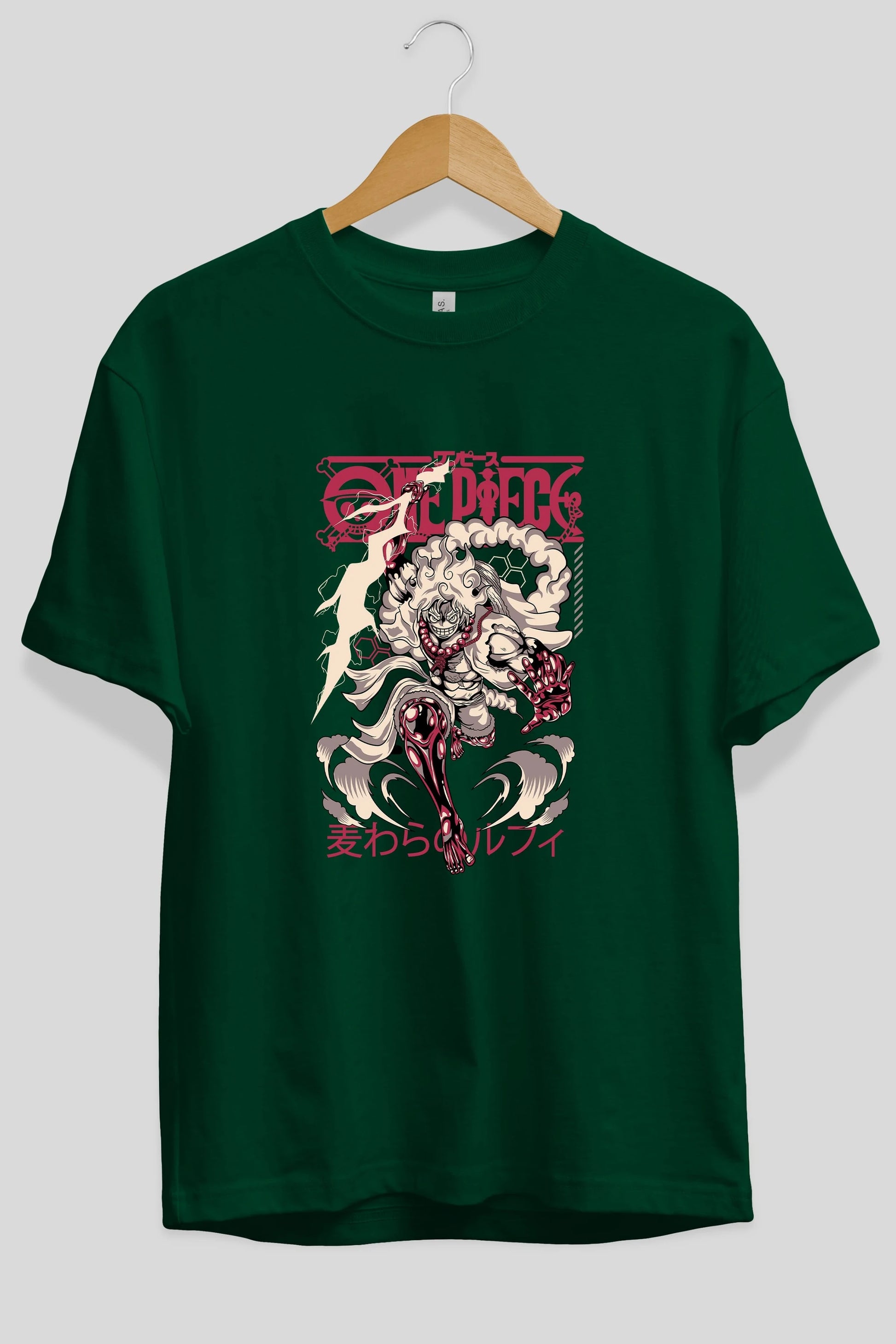 MONKEY D. LUFF-ONE PIECE 1 Anime Ön Baskılı Oversize t-shirt %100 pamuk Erkek Kadın Unisex