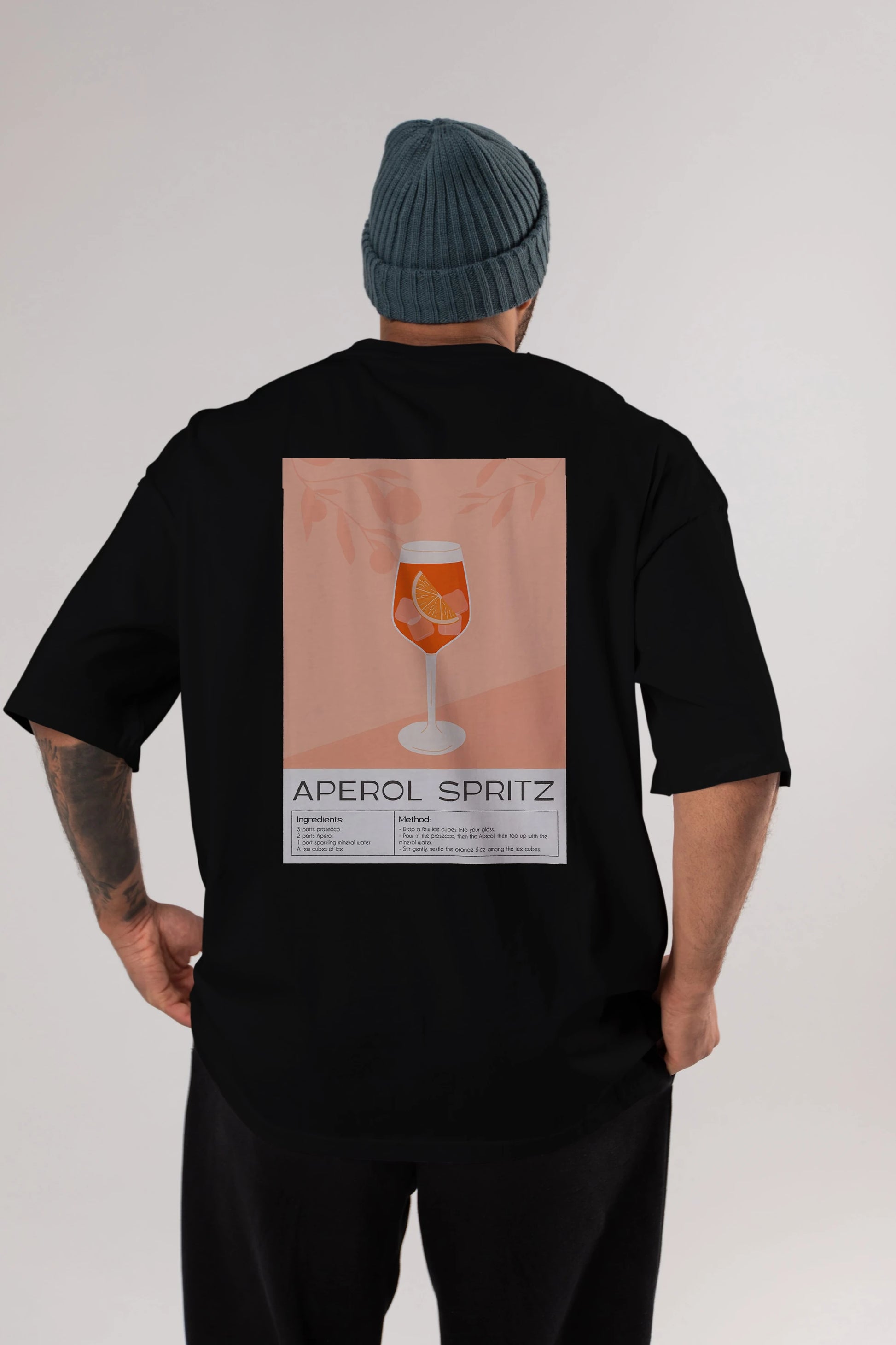 Aperol Spritz 7 Arka Baskılı Oversize t-shirt Erkek Kadın Unisex %100 Pamuk Bisiklet Yaka tişort