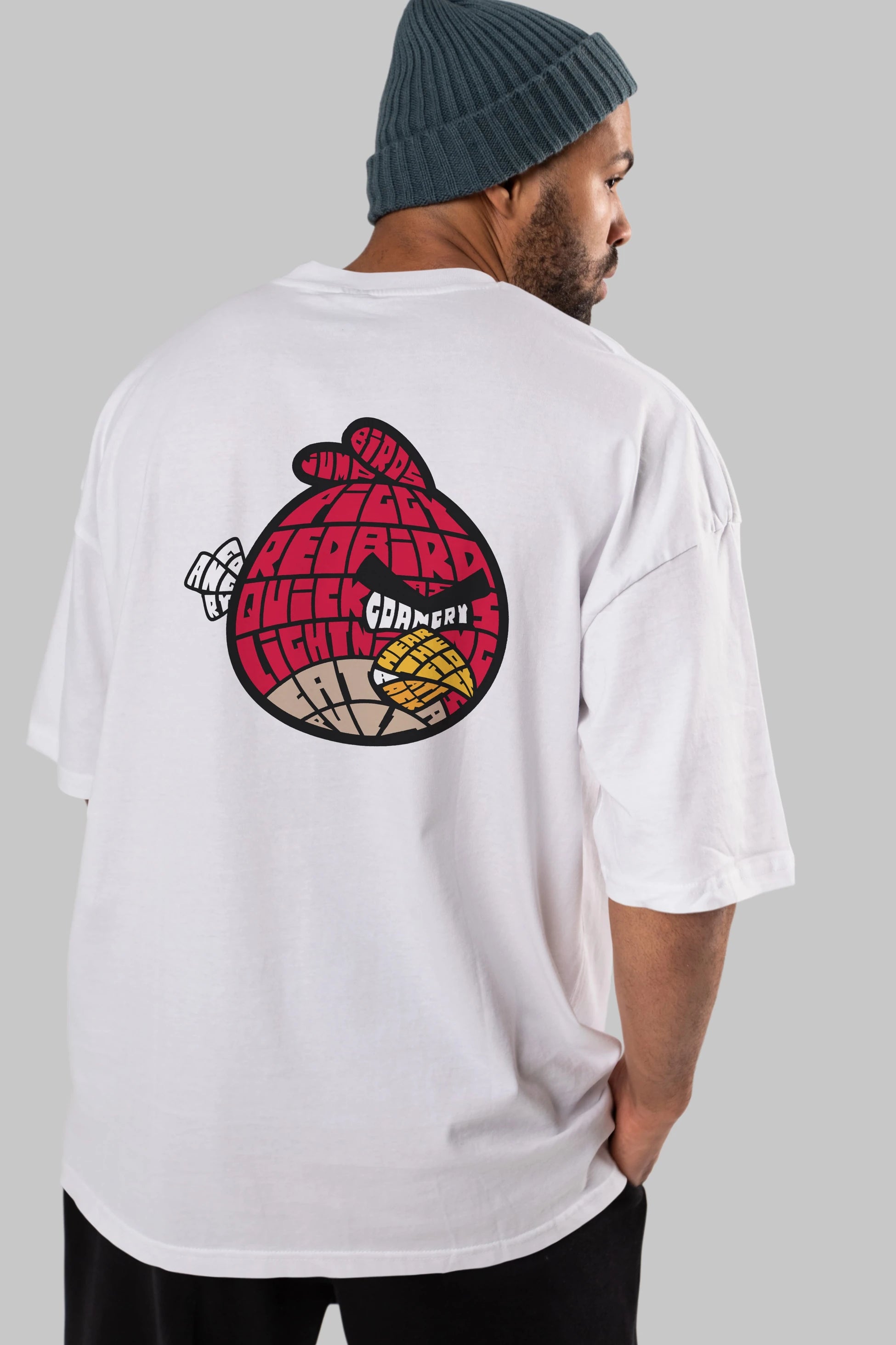 Bird With Anger Arka Baskılı Oversize t-shirt %100 pamuk Erkek Kadın Unisex