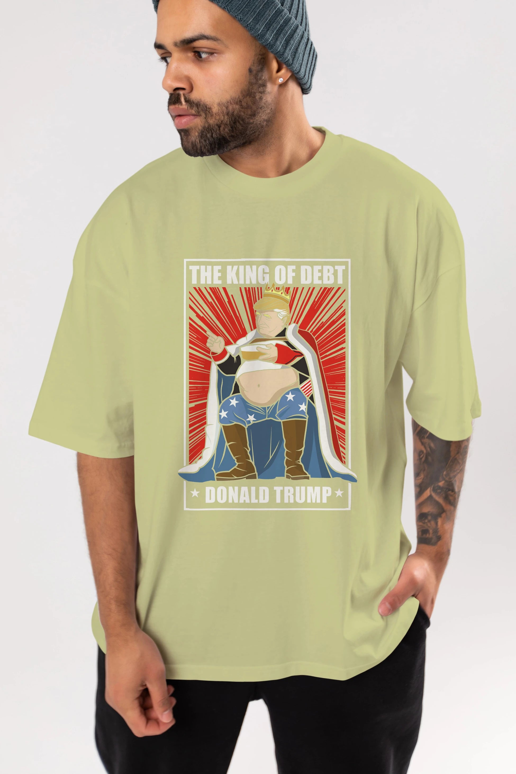 Trump King Ön Baskılı Oversize t-shirt Erkek Kadın Unisex %100 Pamuk tişort