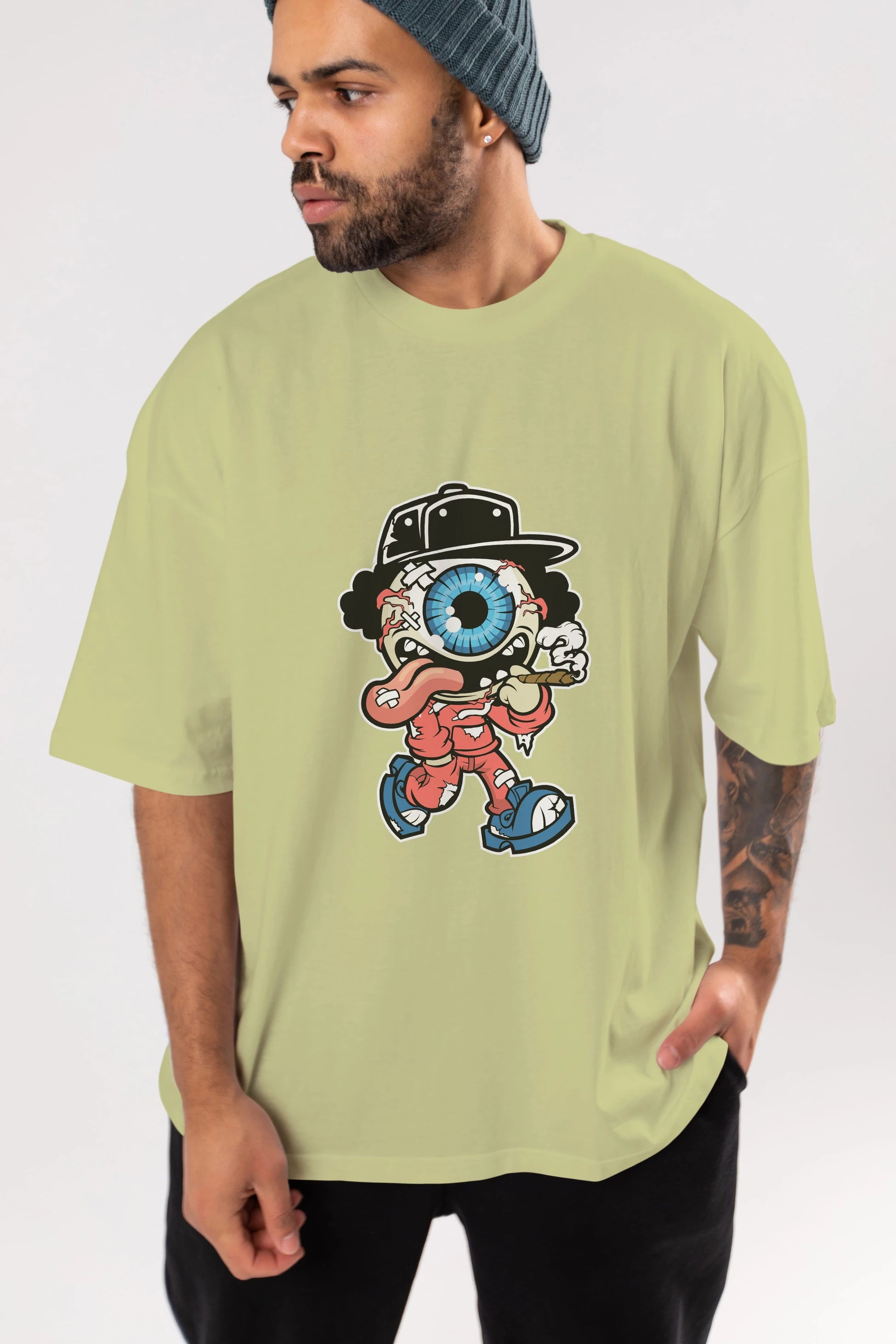 Eyeball Monster Ön Baskılı Oversize t-shirt Erkek Kadın Unisex %100 Pamuk tişort