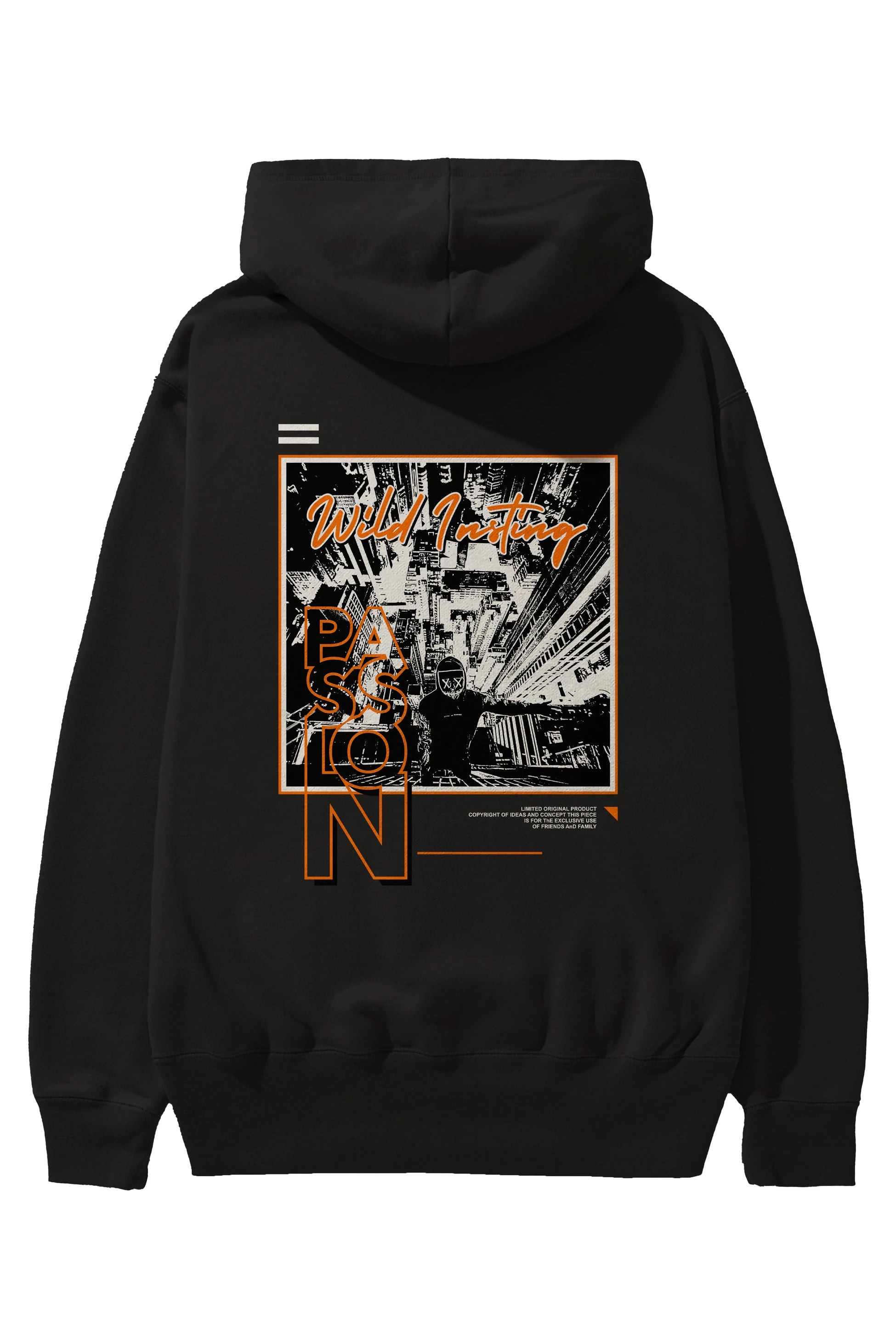 Wild Passion Arka Baskılı Hoodie Oversize Kapüşonlu Sweatshirt Erkek Kadın Unisex