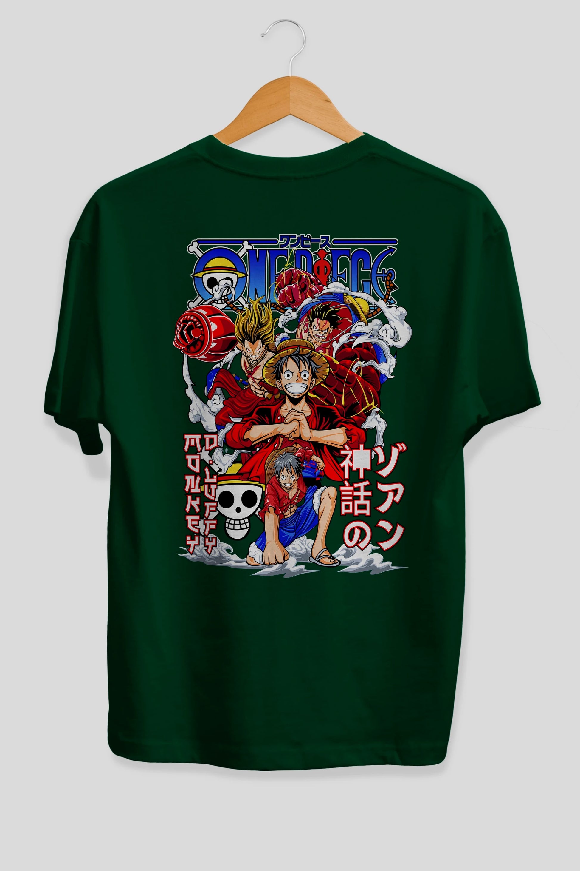 MONKEY D. LUFF-ONE PIECE 2 Anime Arka Baskılı Oversize t-shirt Erkek Kadın Unisex