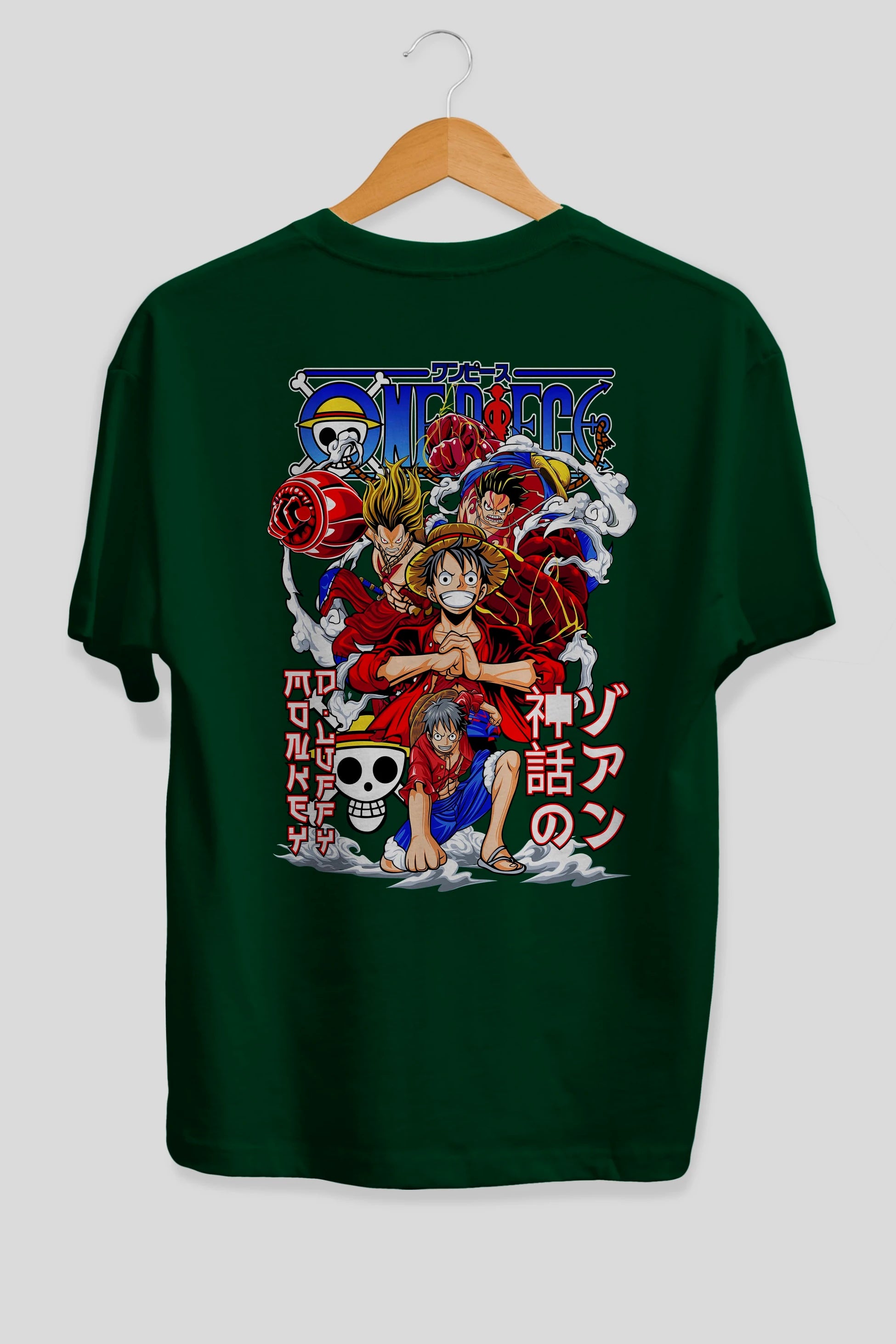 MONKEY D. LUFF-ONE PIECE 2 Anime Arka Baskılı Oversize t-shirt Erkek Kadın Unisex