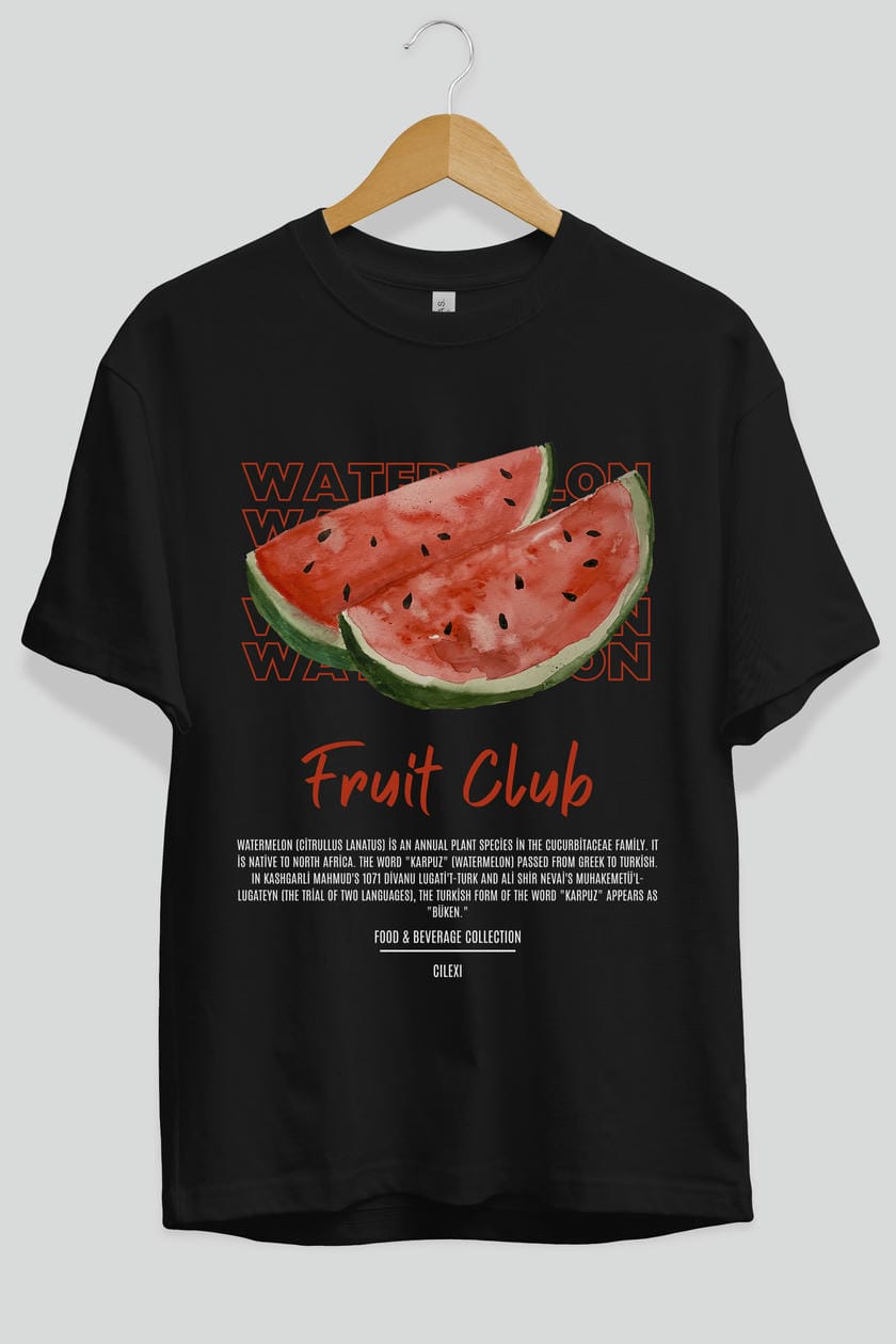 Watermelon Ön Baskılı Oversize t-shirt Erkek Kadın Pamuk Bisiklet Yaka tişort