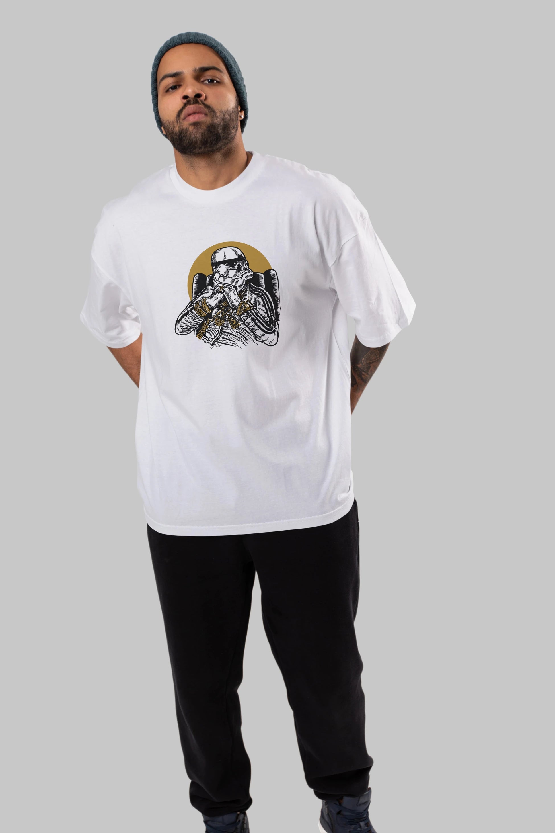 Trooper Dee Jay Ön Baskılı Oversize t-shirt Erkek Kadın Unisex %100 Pamuk tişort