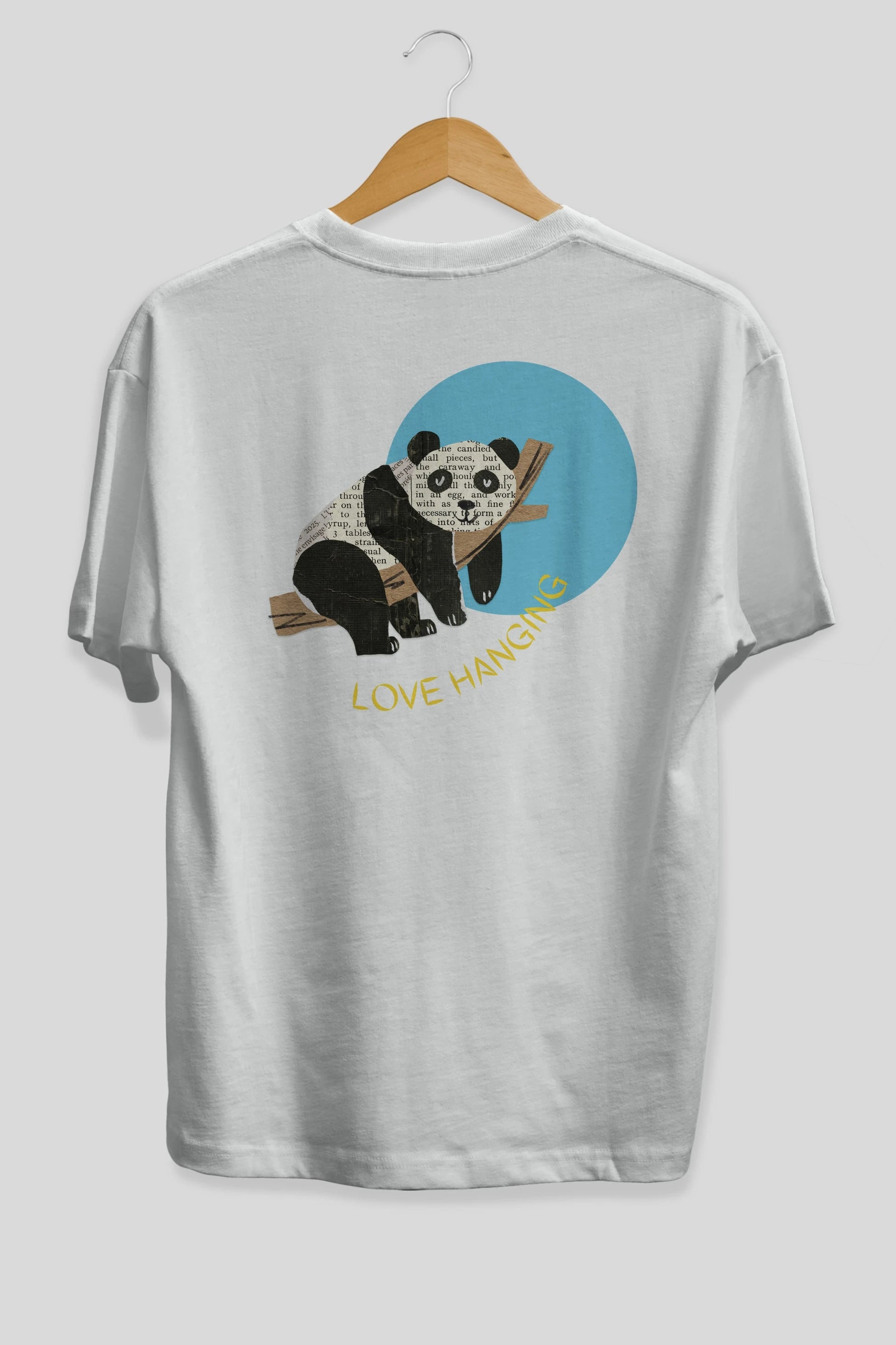 Panda Love Hanging Arka Baskılı Oversize t-shirt Erkek Kadın Unisex