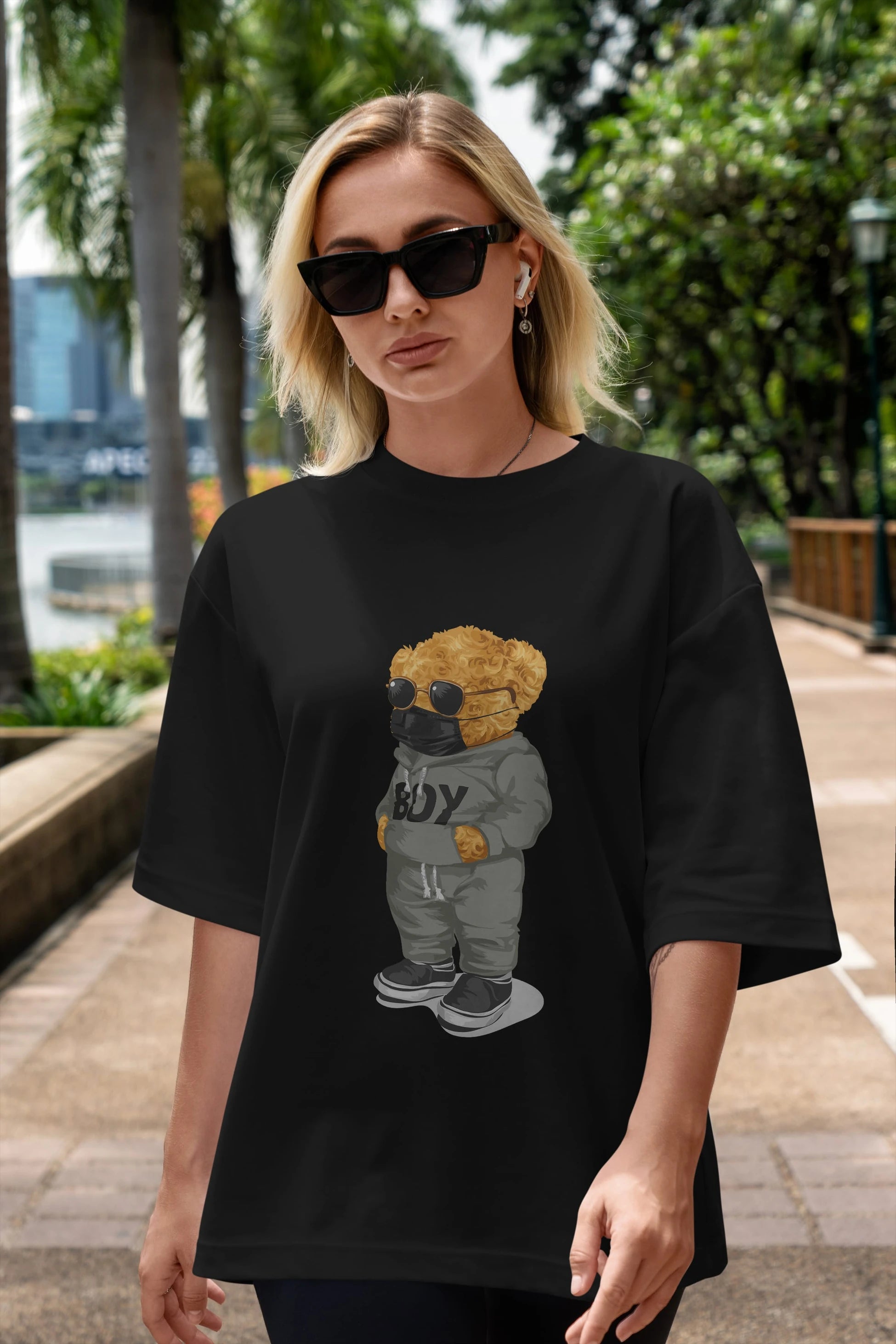 Teddy Bear Boy Ön Baskılı Oversize t-shirt Erkek Kadın Unisex %100 Pamuk