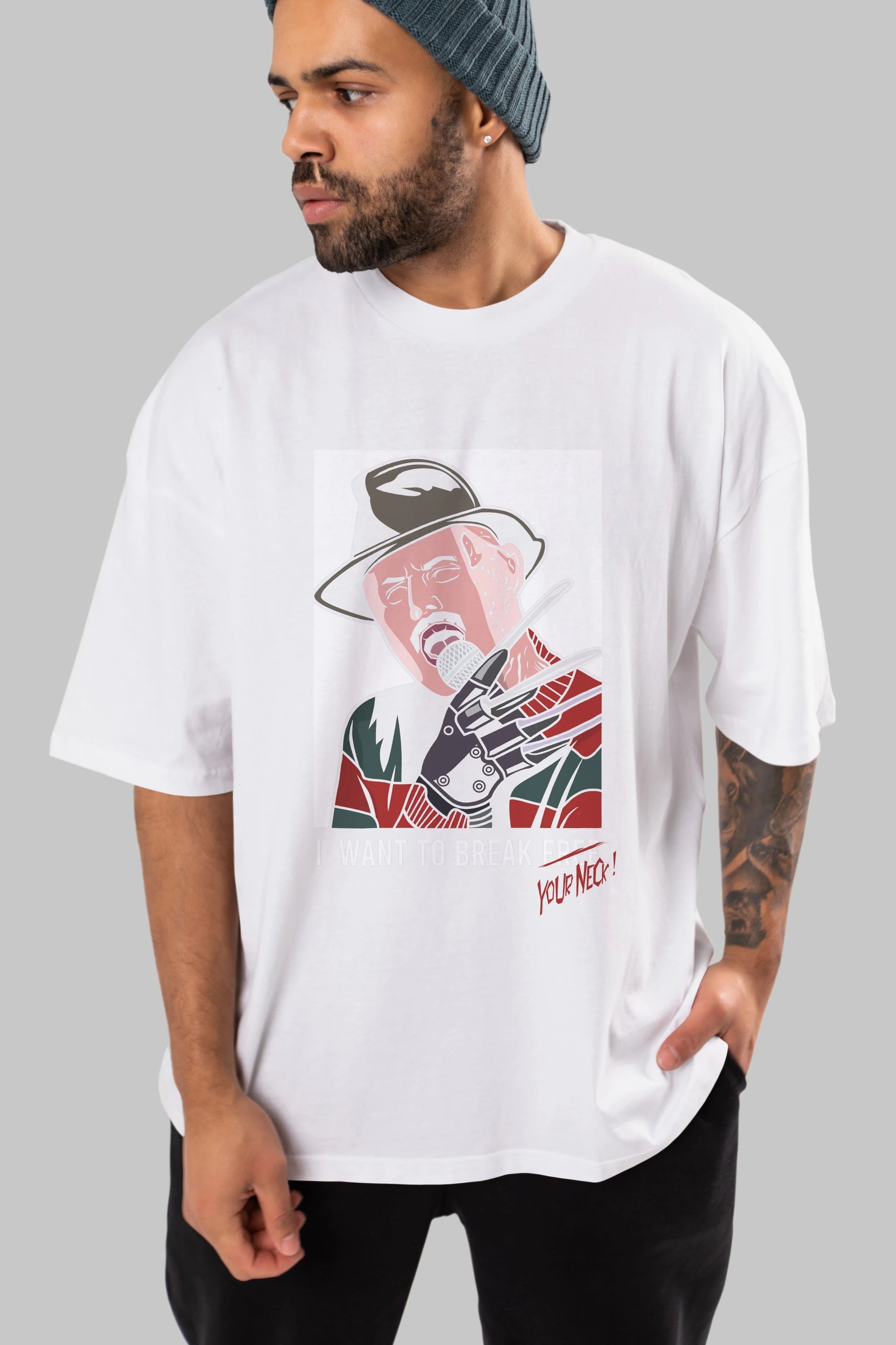 Freddy Merkrueger Ön Baskılı Oversize t-shirt Erkek Kadın Unisex %100 Pamuk tişort