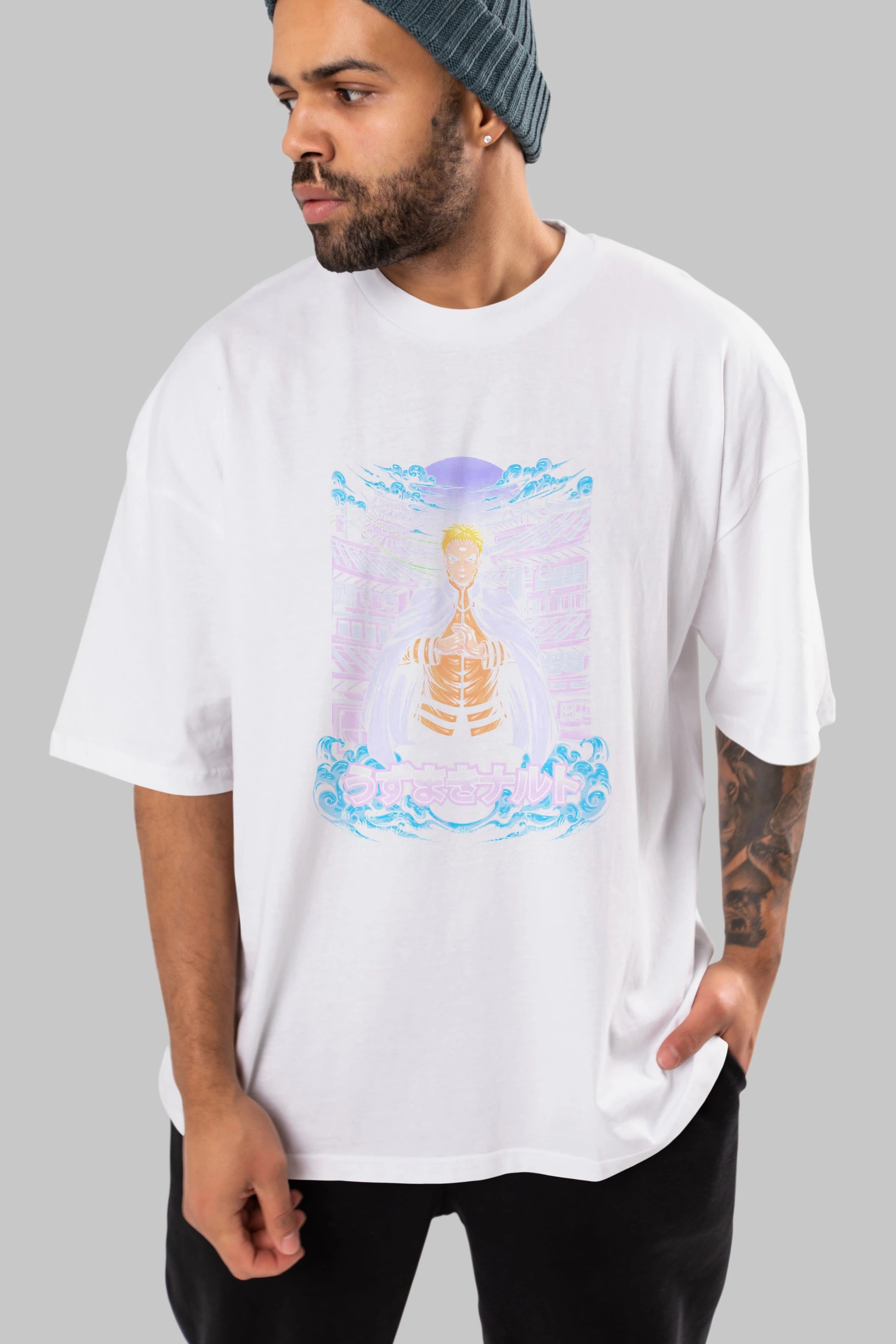 NARUTO (8) Anime Ön Baskılı Oversize t-shirt %100 pamuk Erkek Kadın Unisex