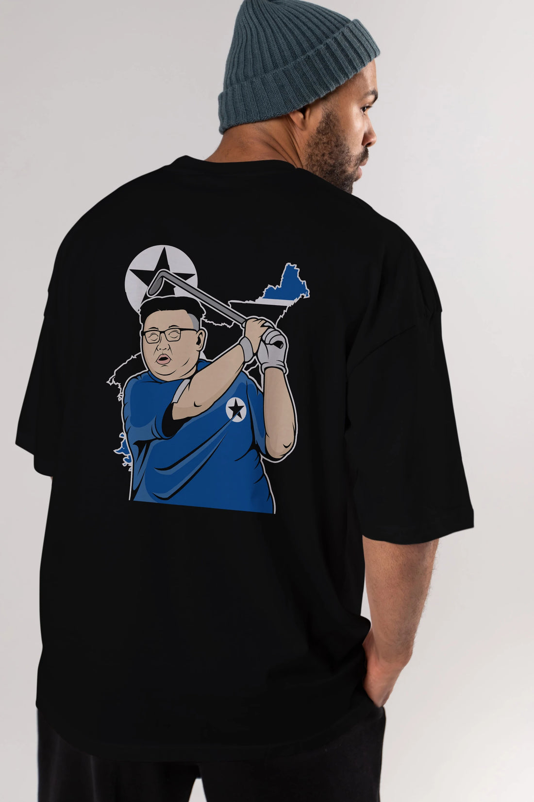 Kim Golf Arka Baskılı Oversize t-shirt Erkek Kadın Unisex %100 Pamuk tişort