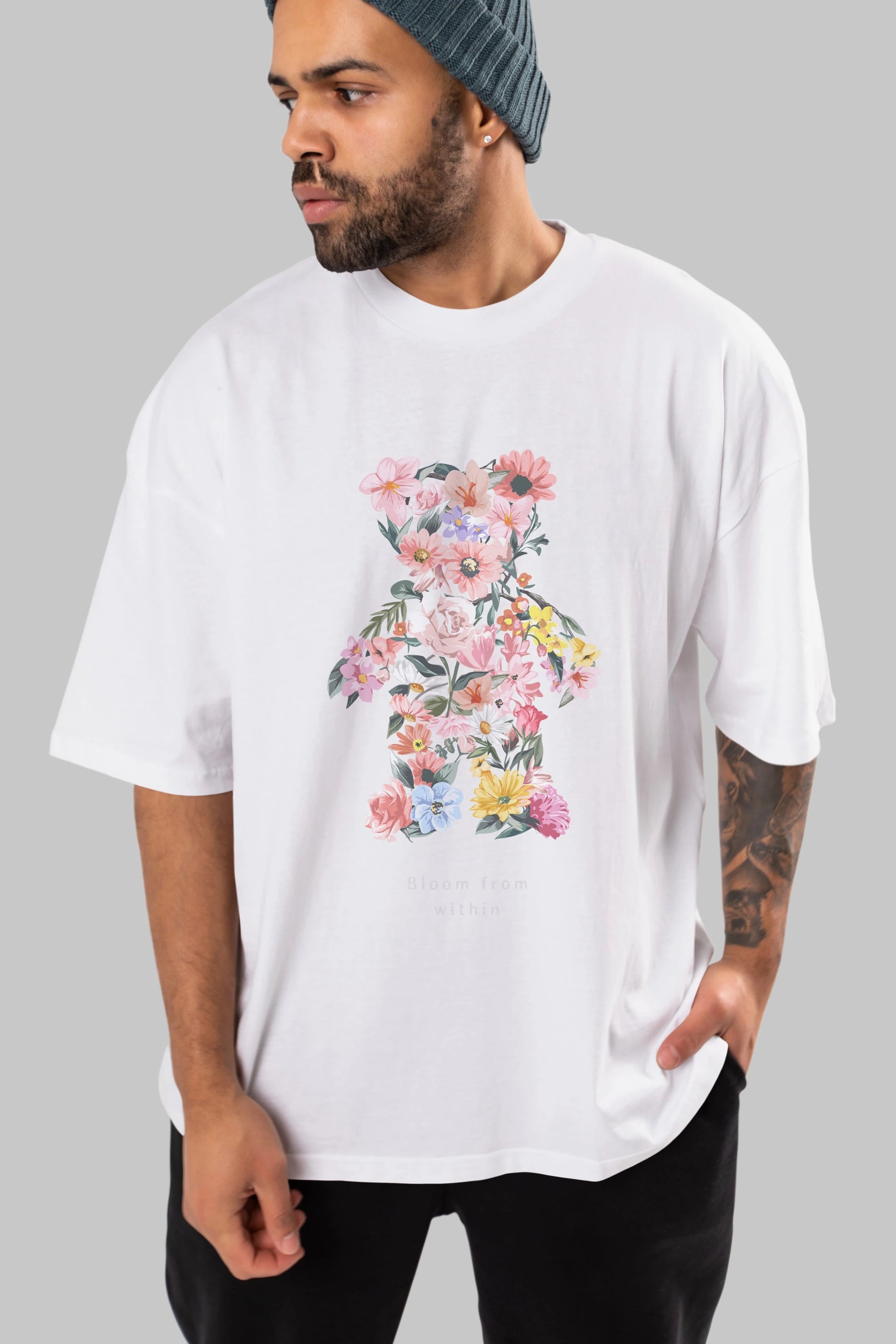 Bloom from Bear Ön Baskılı Oversize t-shirt Erkek Kadın Unisex